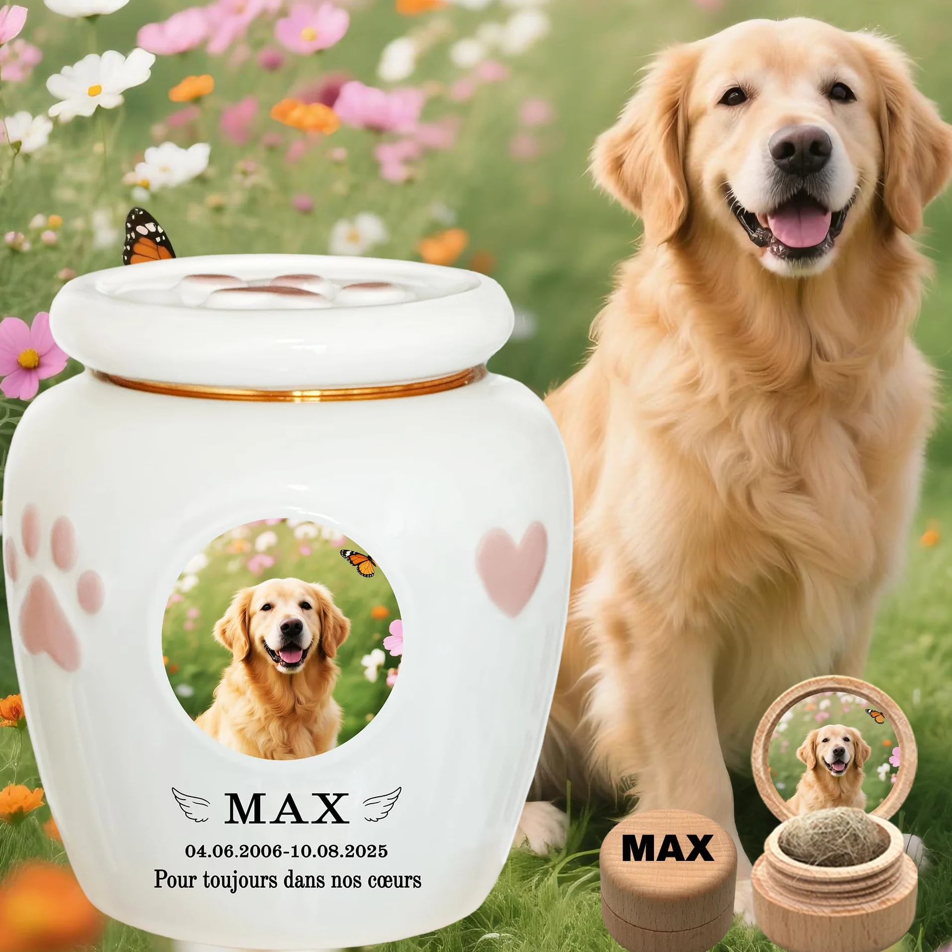 Urne personnalisée pour animaux de compagnie en céramique, cendres chien chat, grande taille ≤ 50 kg
