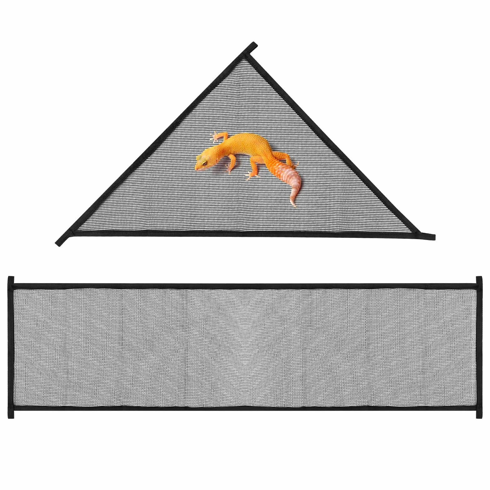 Lot de 2 grands hamacs en forme de dragon barbu (1 rectangle + 1 triangle), accessoires pour aquarium de reptiles avec ventouses puissantes, lit de salon pour lézards, serpents, geckos et petits