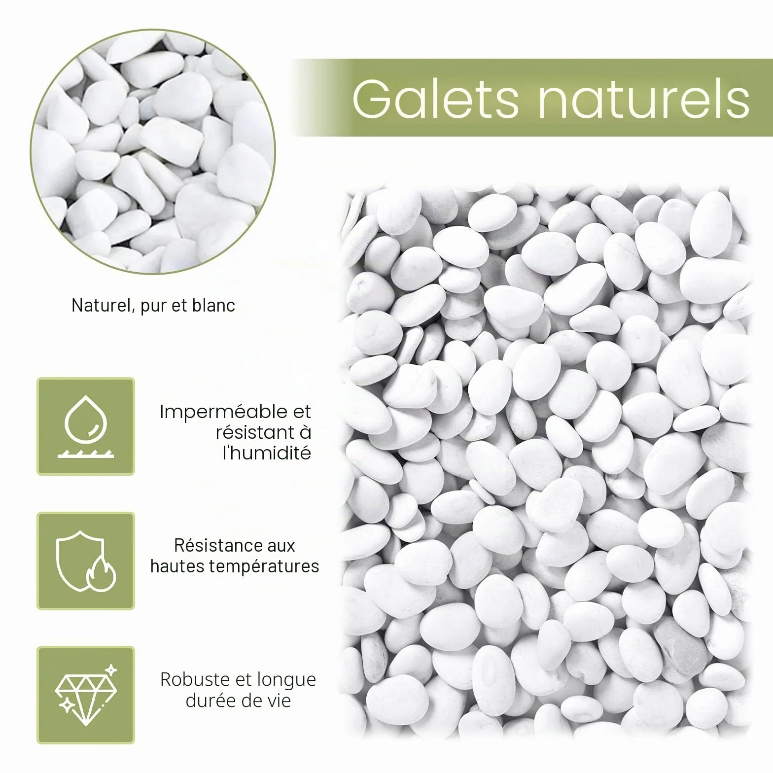Gravier Galets Pierres Petits Cailloux de Marbre Blanc Naturels Cailloux Décoratifs Blancs pour Aquarium Décorations de Jardin Pots de Fleurs et Plantes Vase, 500g
