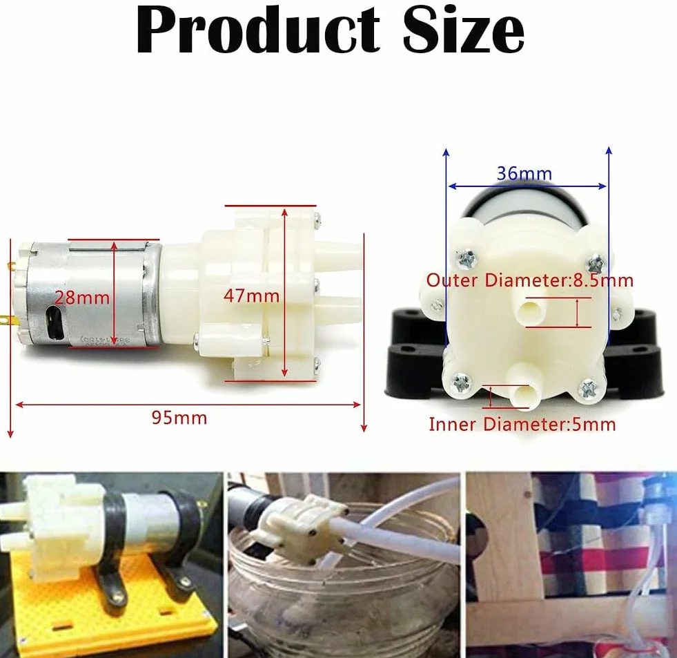 Mini pompe à amorçage automatique DC 6V-12V R385 pour aquarium, machine à thé, refroidissement par eau – Pompe à membrane micro vide