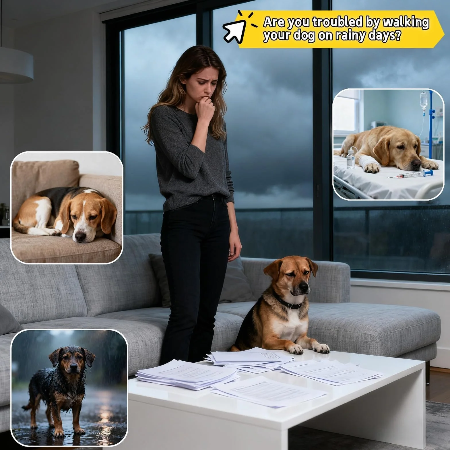 Poncho de Pluie en PVC Transparent Imperméable pour Chien avec Capuche, Taille L