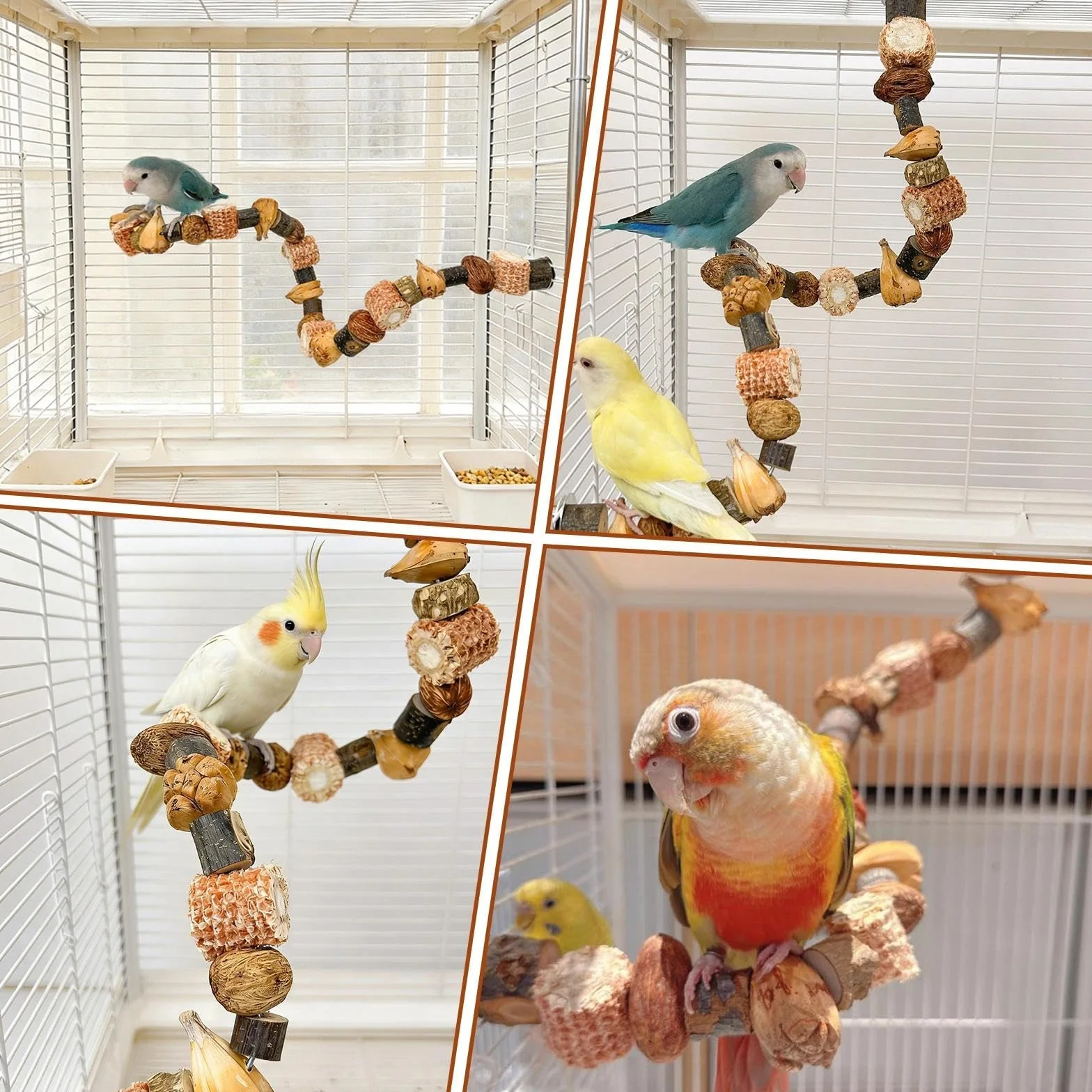 Perchoir Perroquet Jouet 50 cm Oiseaux Jouets à Mâcher Suspendre Perruches Inséparables Pinsons
