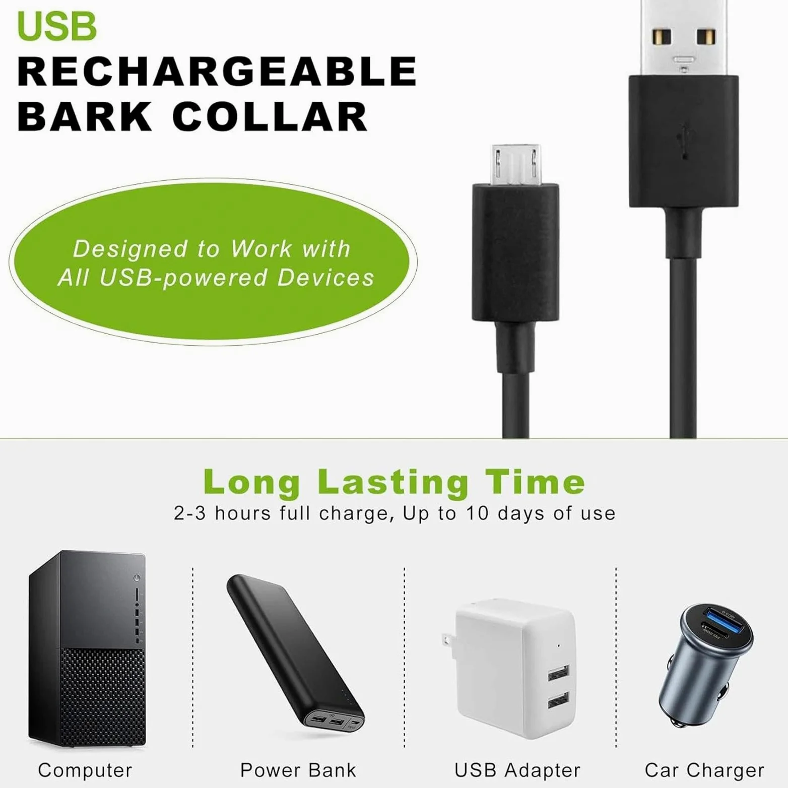 Collier lumineux pour chien (design à double sangle), luminosité réglable, collier pour chien rechargeable (noir)