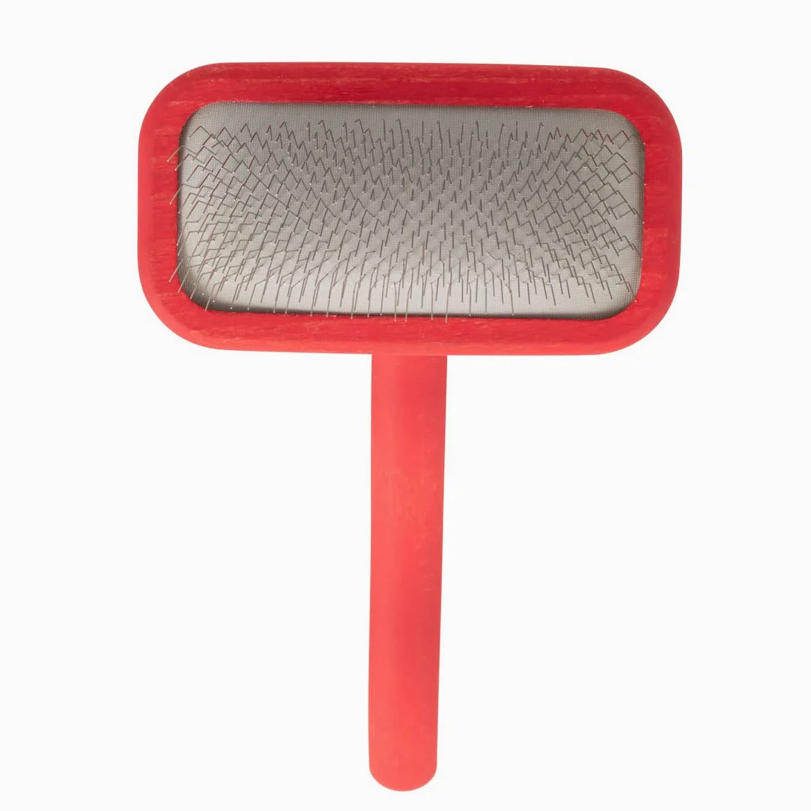 Chris Christensen Mark II Petite brosse à lisser pour chien Brossez comme un professionnel Brosses en acier inoxydable Corps en bois de hêtre léger Pointes polies et polies Rouge
