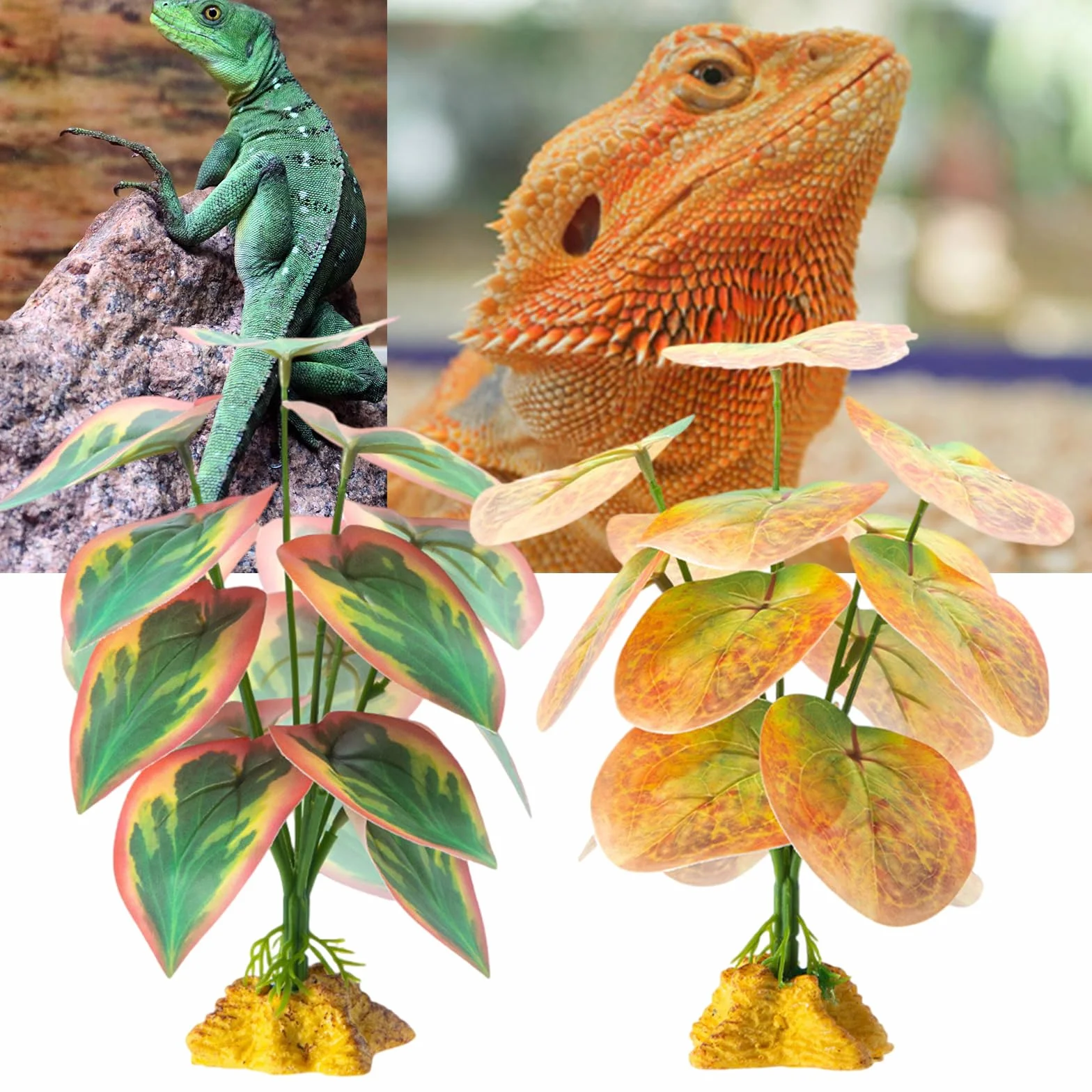 Plante pour reptiles - Plante flexible - Terrarium - Jungle Habita - Pour lézards et serpents - Décoration fausse plante