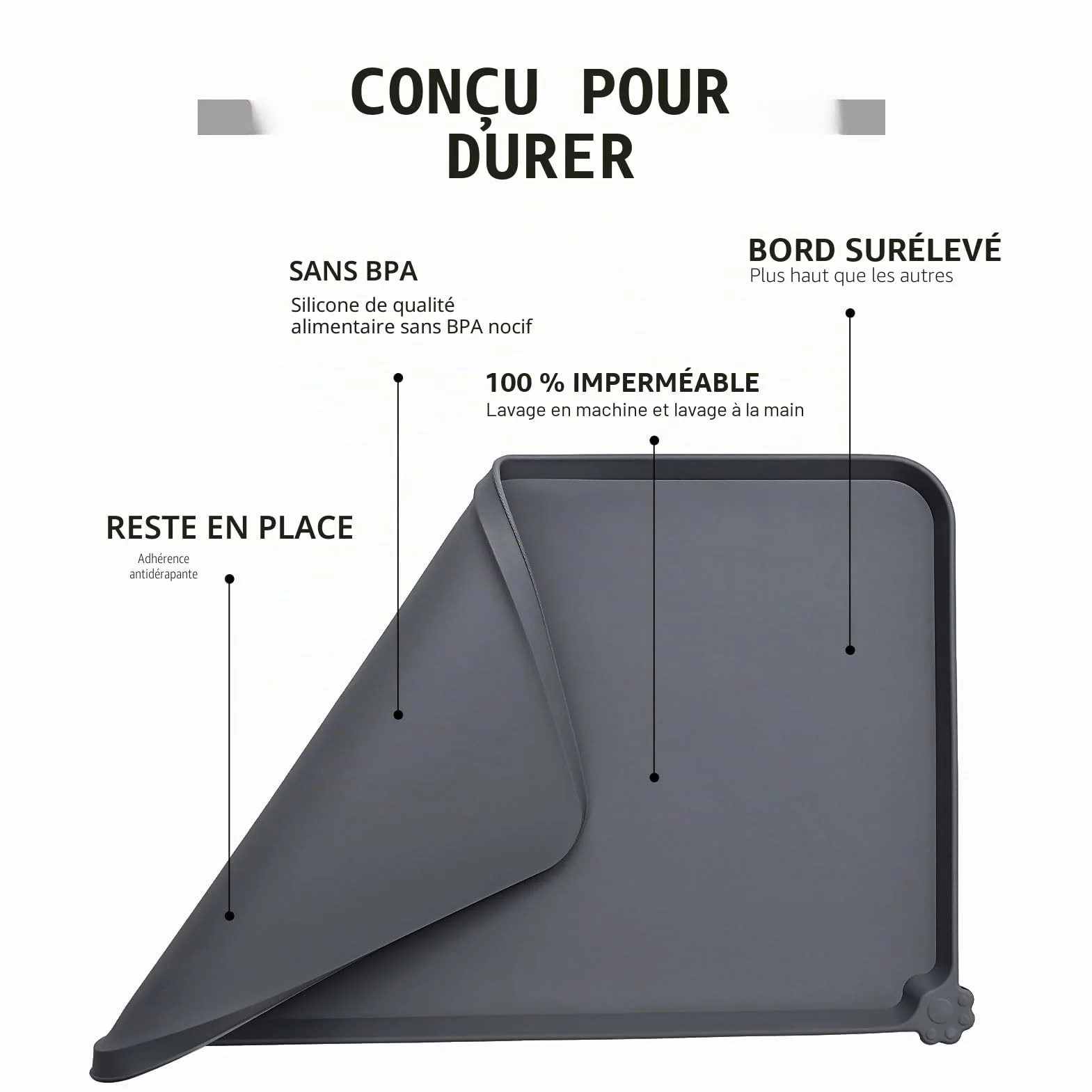 Tapis de Bol en Silicone antiadhésif Reopet pour Chats et Chiens - Imperméable