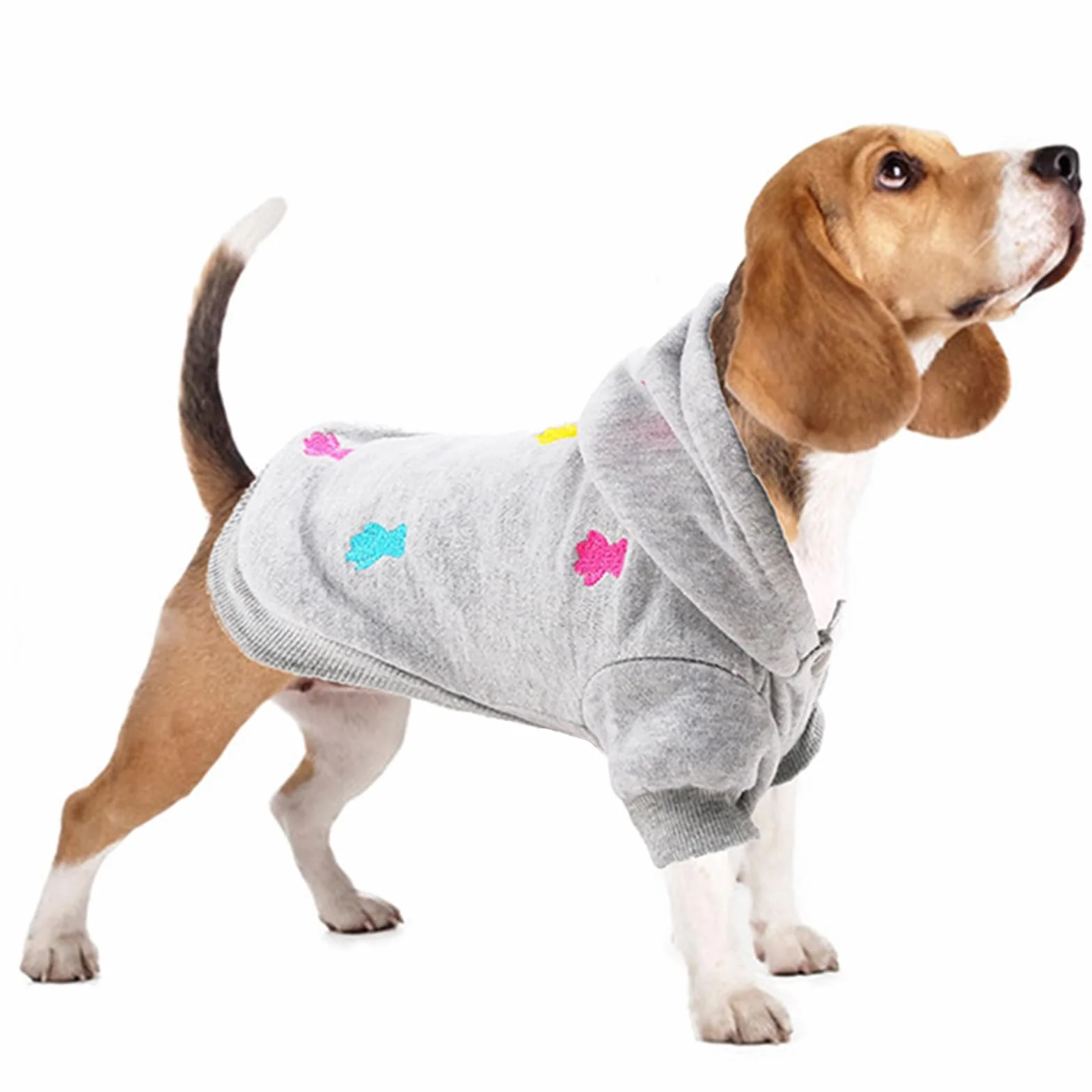 LeerKing Sweats à Capuche Chaud pour Chien en Coton Gris XXS
