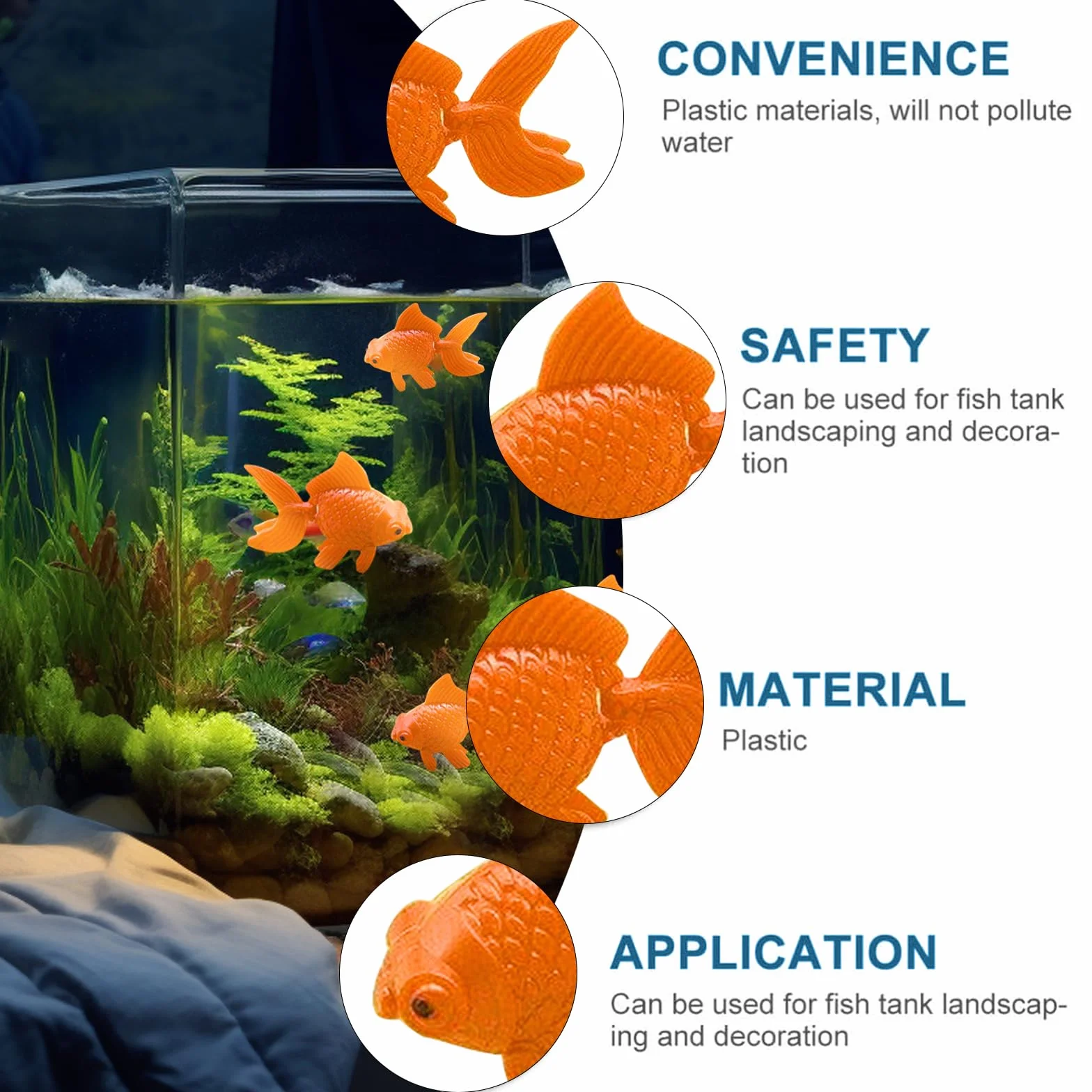 Poissons Artificiels en Mouvement Flottants pour Aquarium - 15 Pièces Petit Poisson Rouge Orange