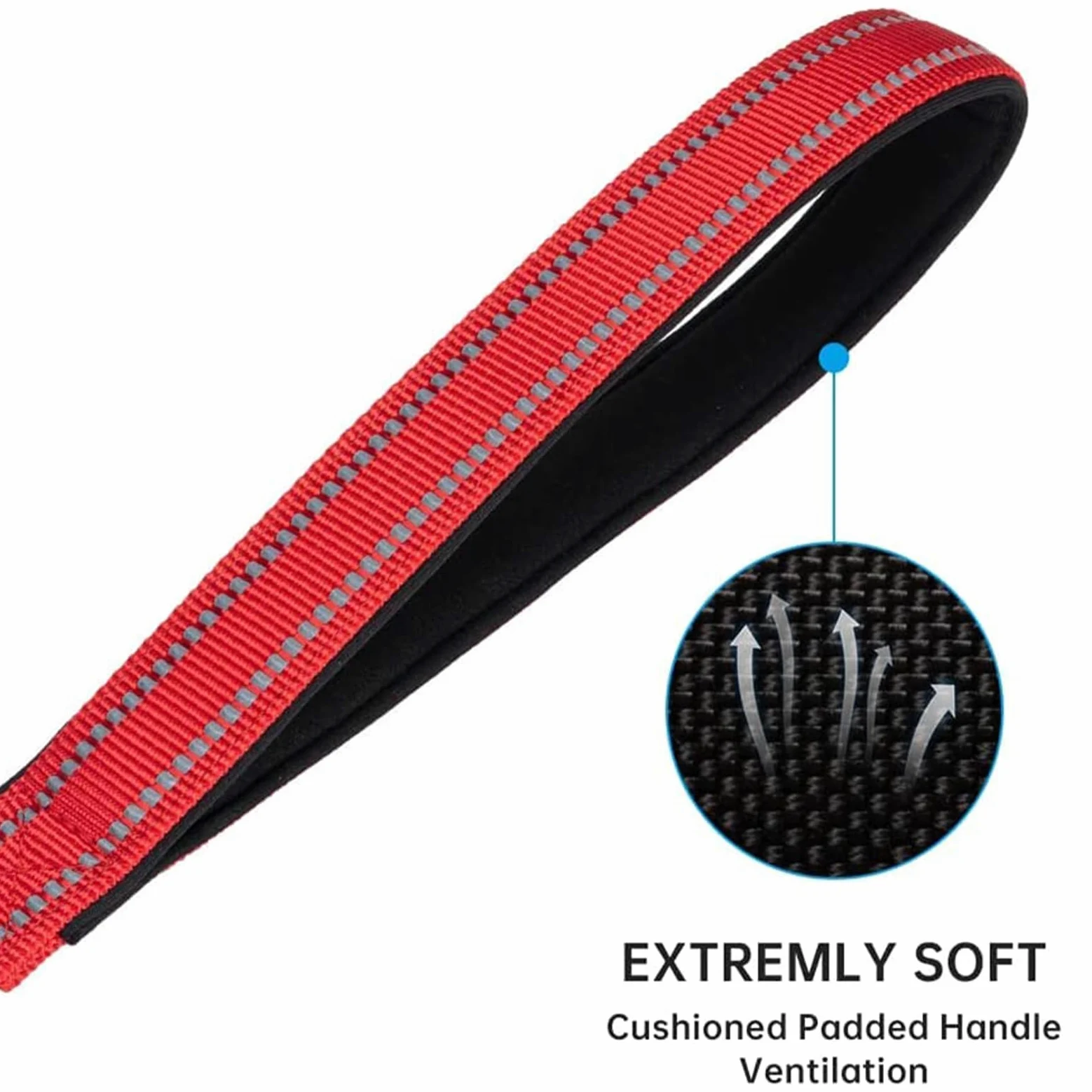 EXCELLENT ELITE SPANKER Laisse double réfléchissante en nylon avec poignée rembourrée pour deux chiens - Rouge
