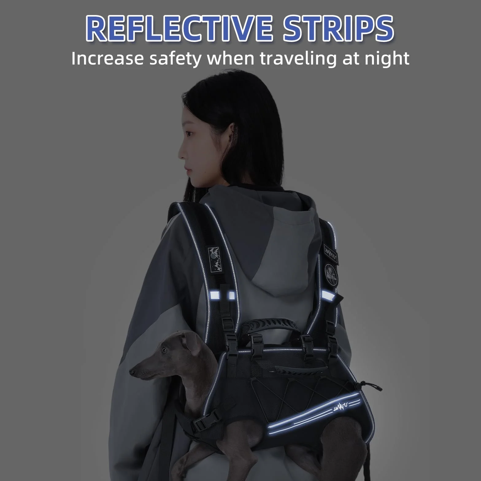 Wakytu Sac à dos pour chien sangle transport bretelles réglables rembourrées respirantes pour chiens handicapés taille M 4-8 kg
