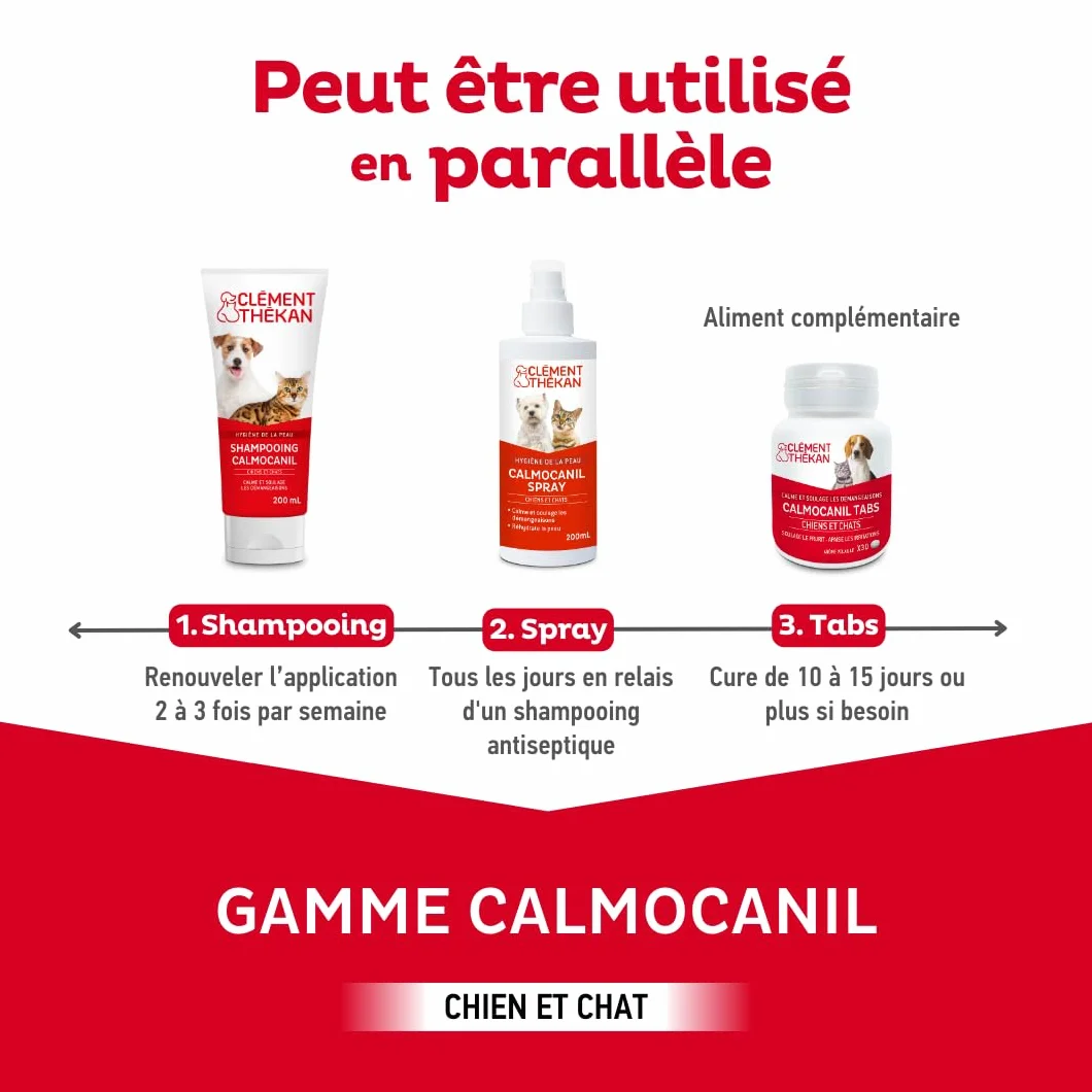 Clément Thékan Calmocanil Spray 200 ML Qui Calme et soulage Les démangeaisons pour Chiens et Chats