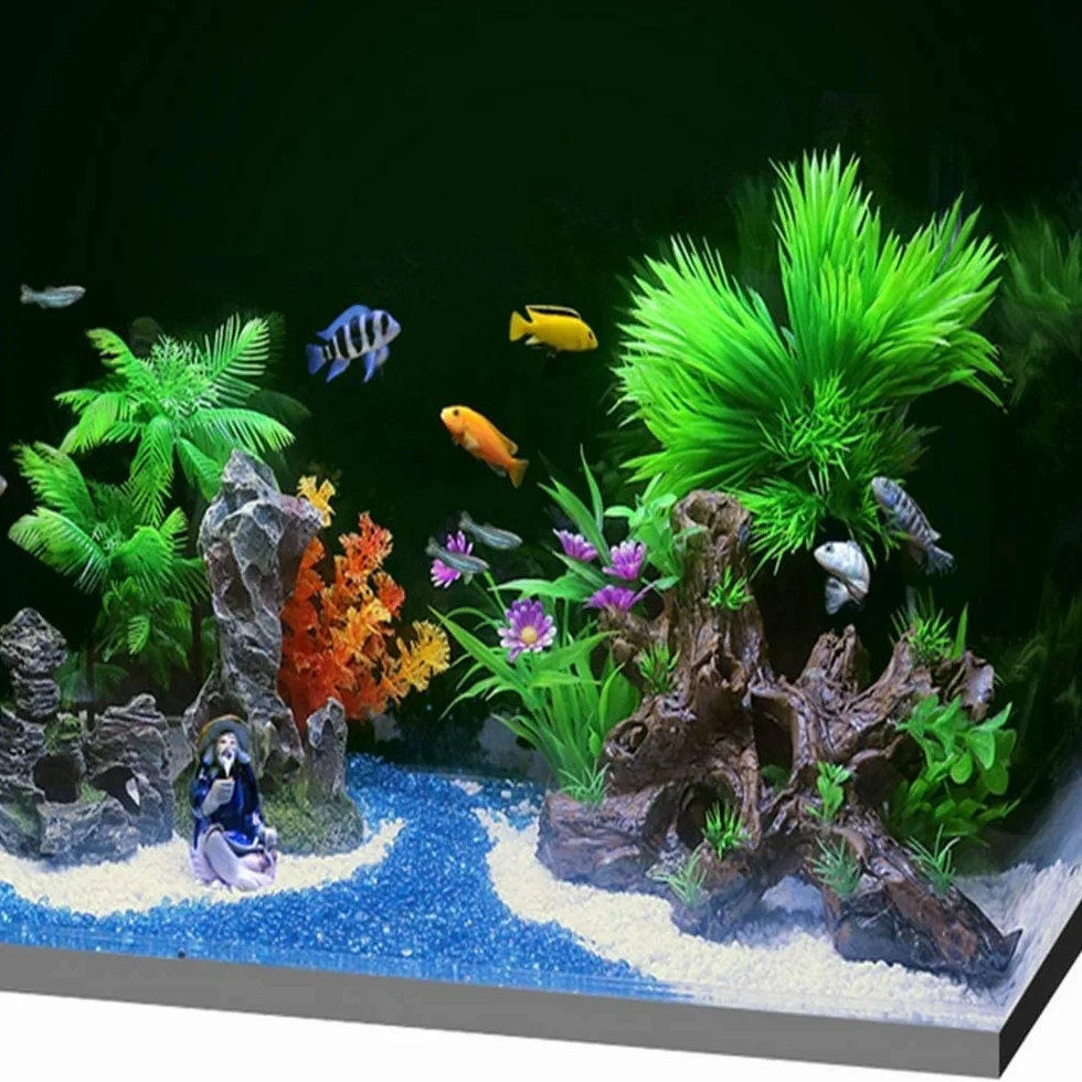 Magnifique gravier naturel décoré d'aquarium pour poissons, tortues, paysage, fond ou plantes en pot, décoration de jardin, galets (bleu foncé)