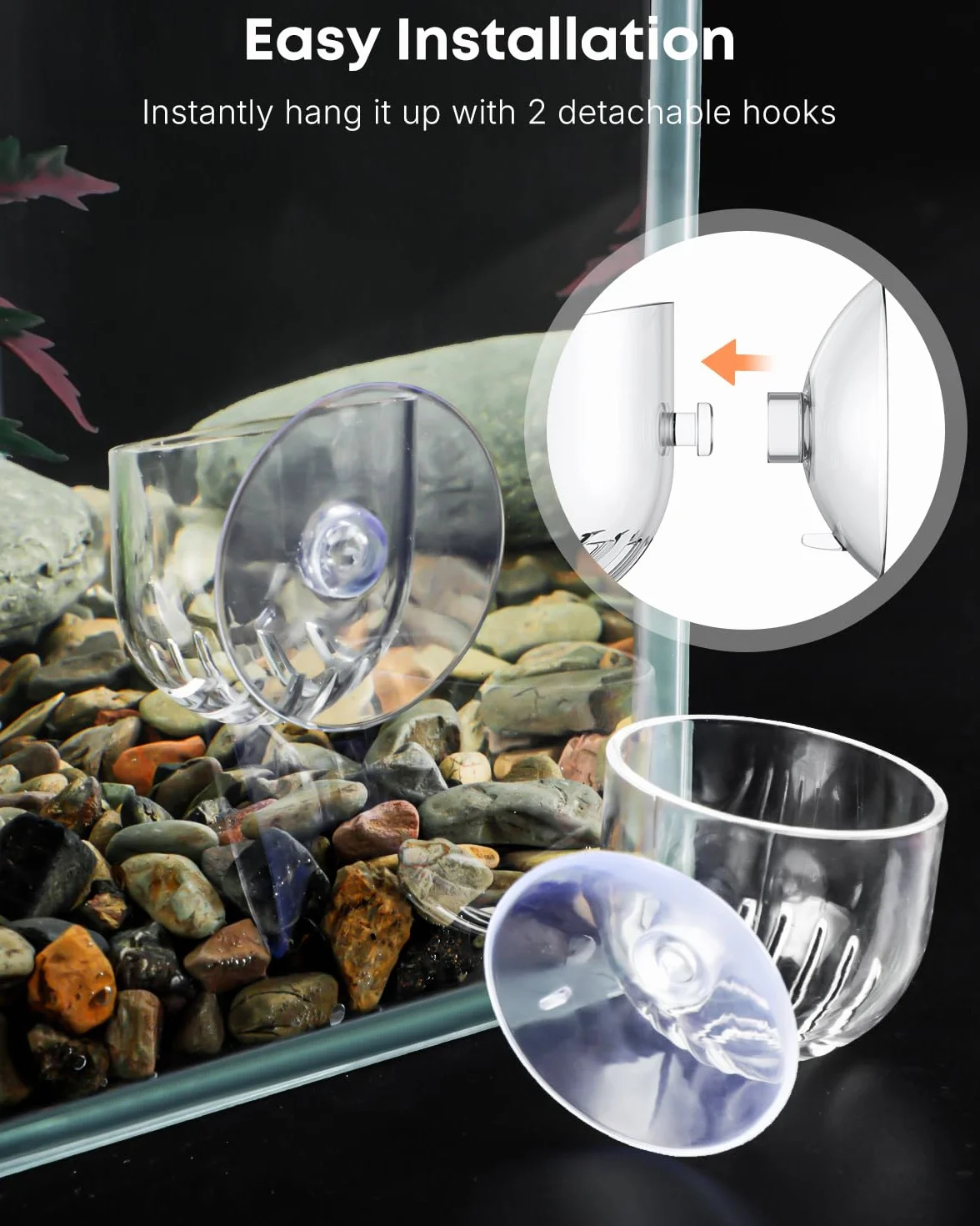 Pawfly Lot de 2 supports de plantes d'aquarium transparents en plastique avec ventouse