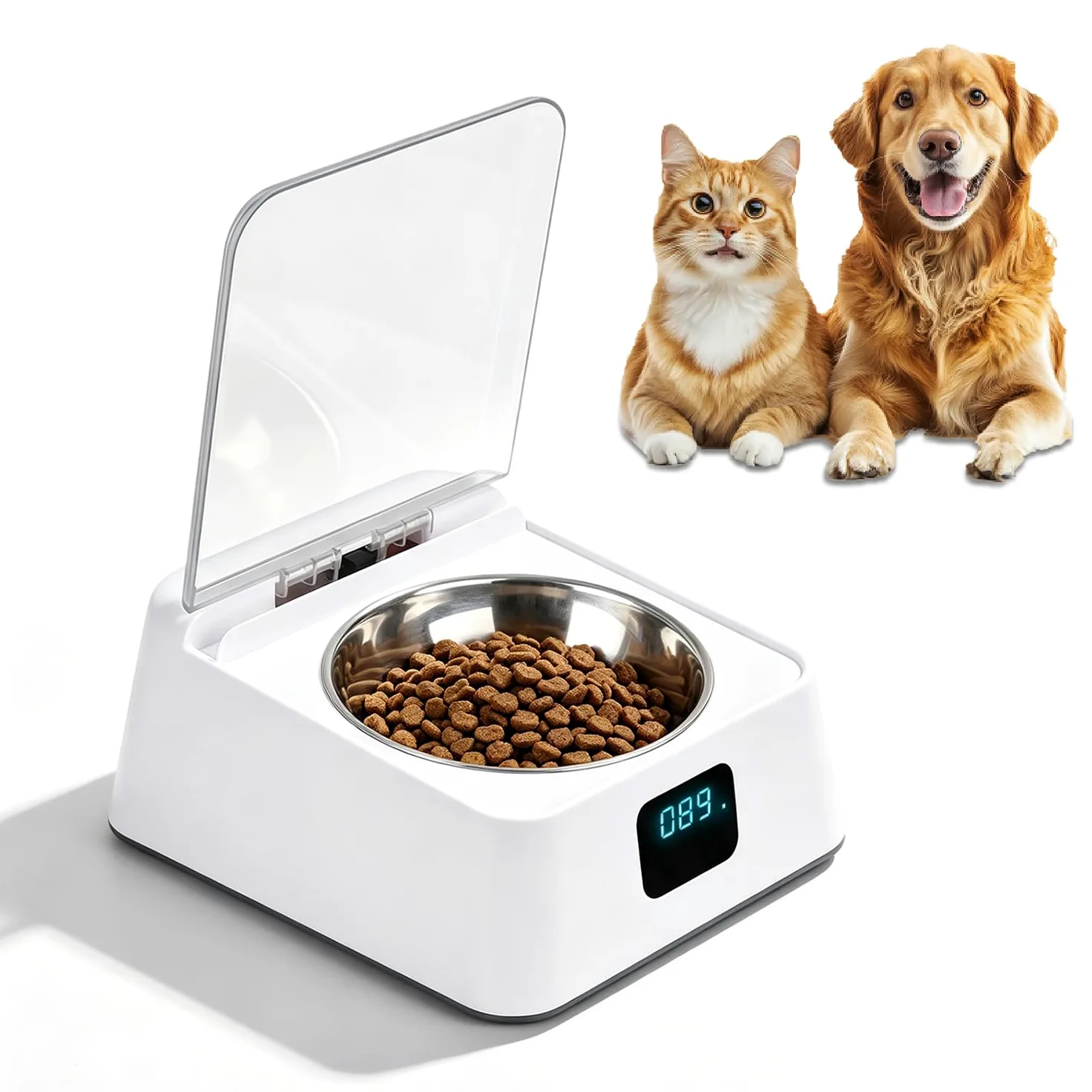 Mangeoire automatique pour chats, 350 ml, avec capteur infrarouge, gamelle automatique avec couvercle à charnière, pour chiens et chats de petite et moyenne taille, pour nourriture humide et sèche