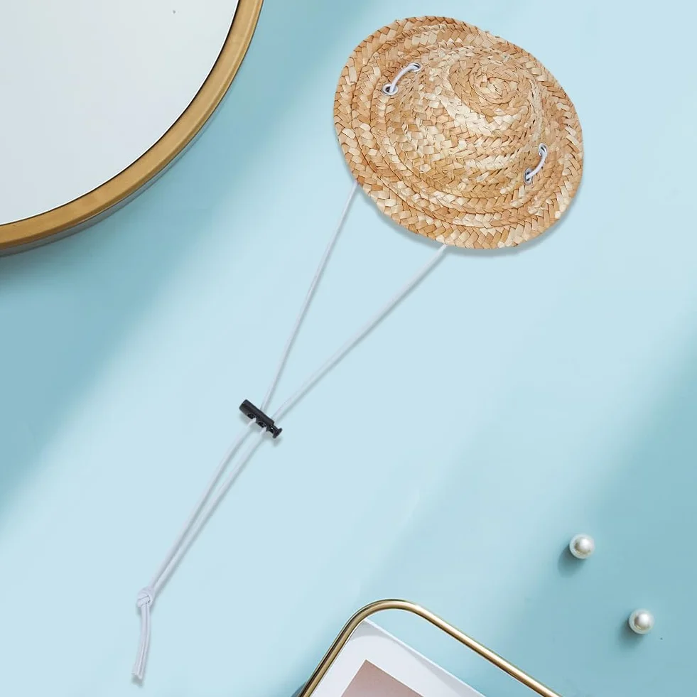 GORGECRAFT Chapeau de paille réglable pour chien chaton avec sangle menton été plage