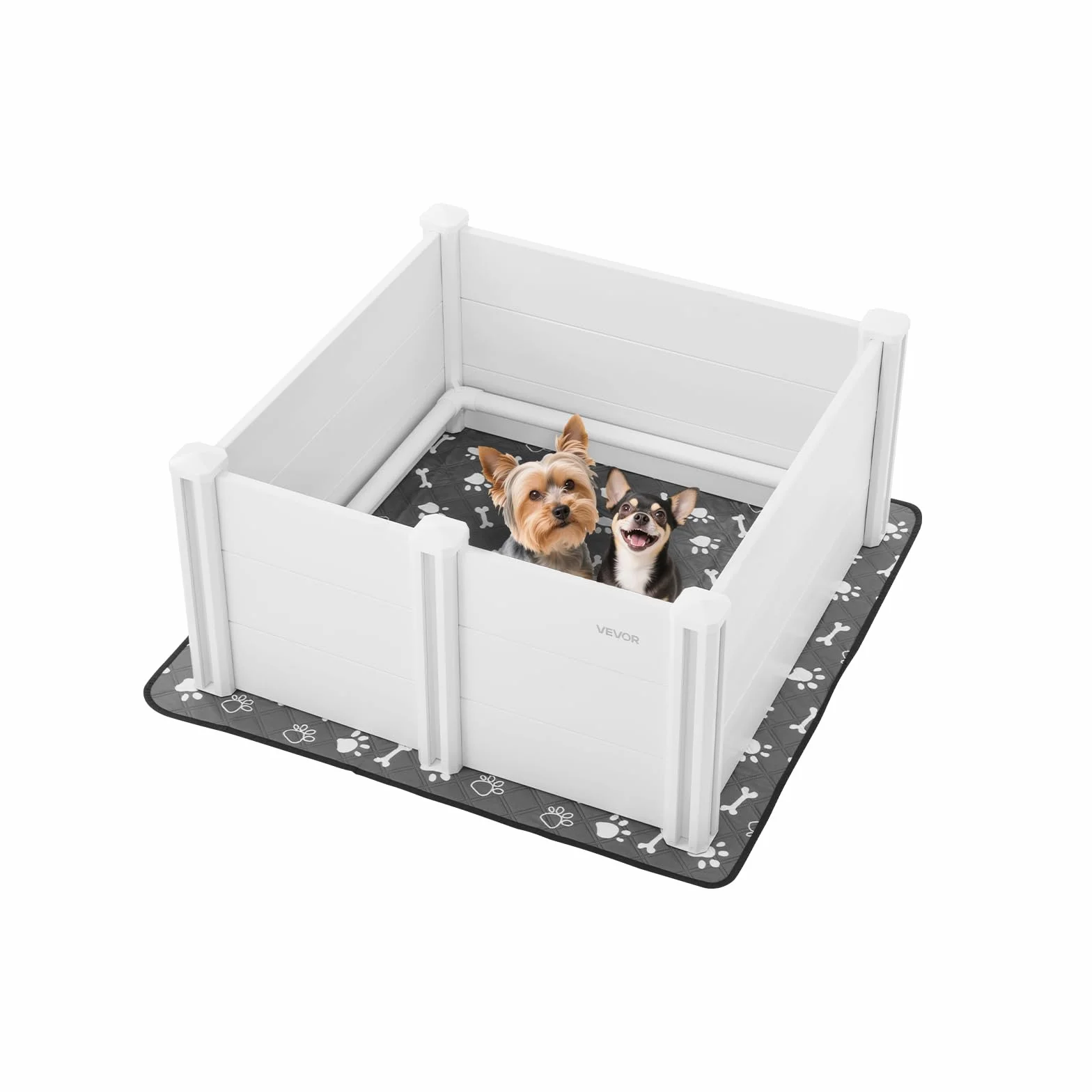 VEVOR Parc de Mise Bas pour Chien 98x98x46 cm Caisse de Mise Bas pour Chiots Porte Hauteur Réglable Tapis d'Urine Lavable Boite de Naissance en Plastique PVC