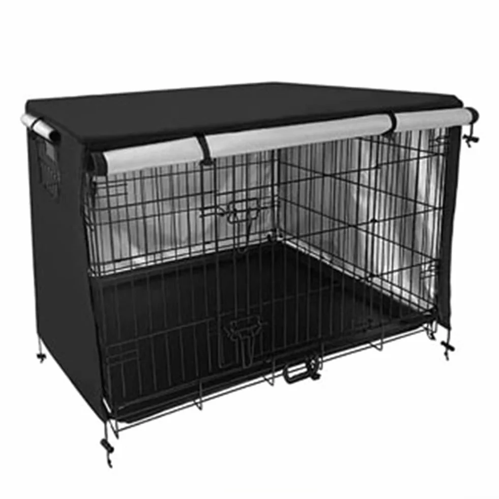 Housse de cage pour chien grande taille extérieure en tissu Oxford imperméable thermique coupe-vent