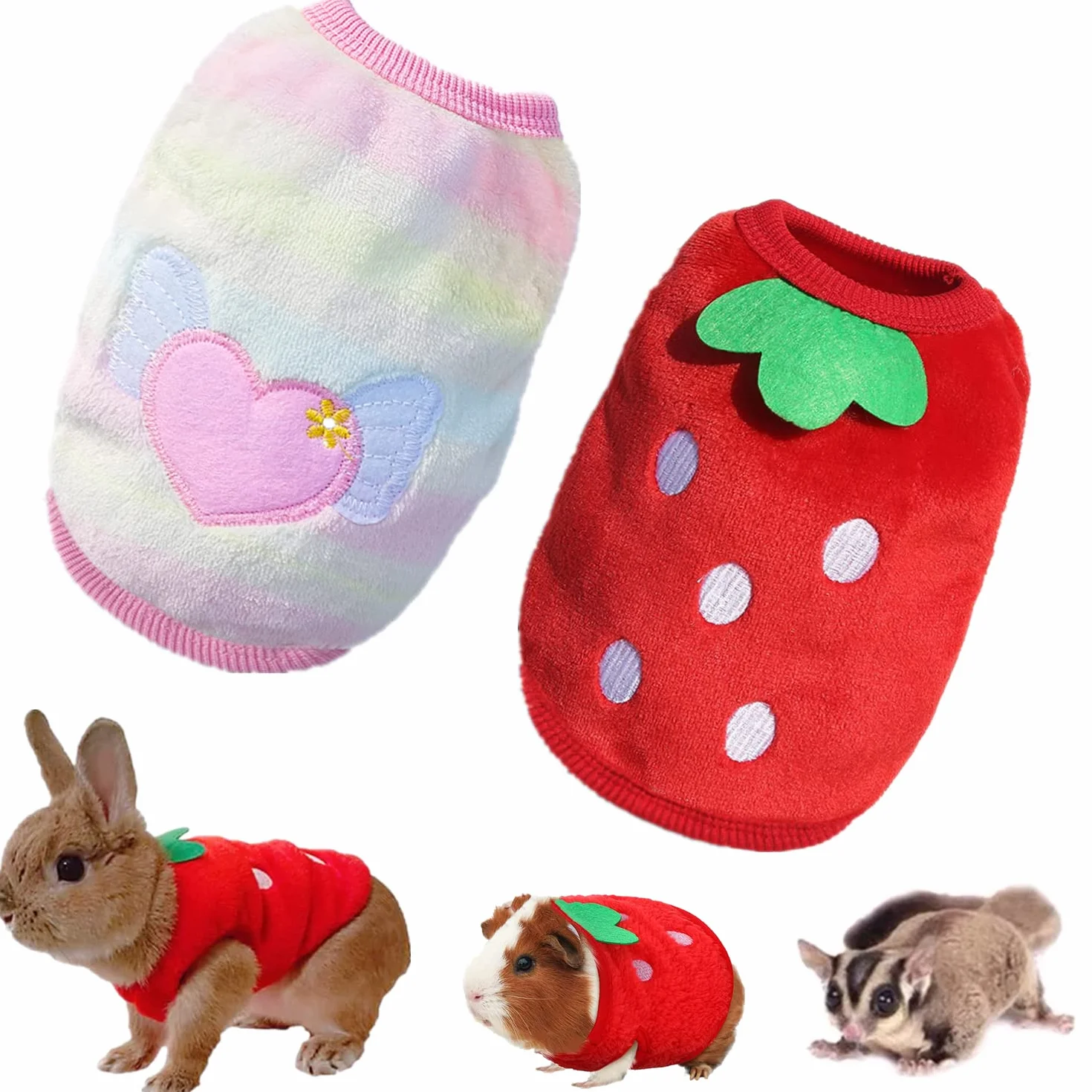 Vêtements Chauds pour Petits Animaux Lot de 2 Gilets T-Shirts pour Chiots Chaton Furet Lapin