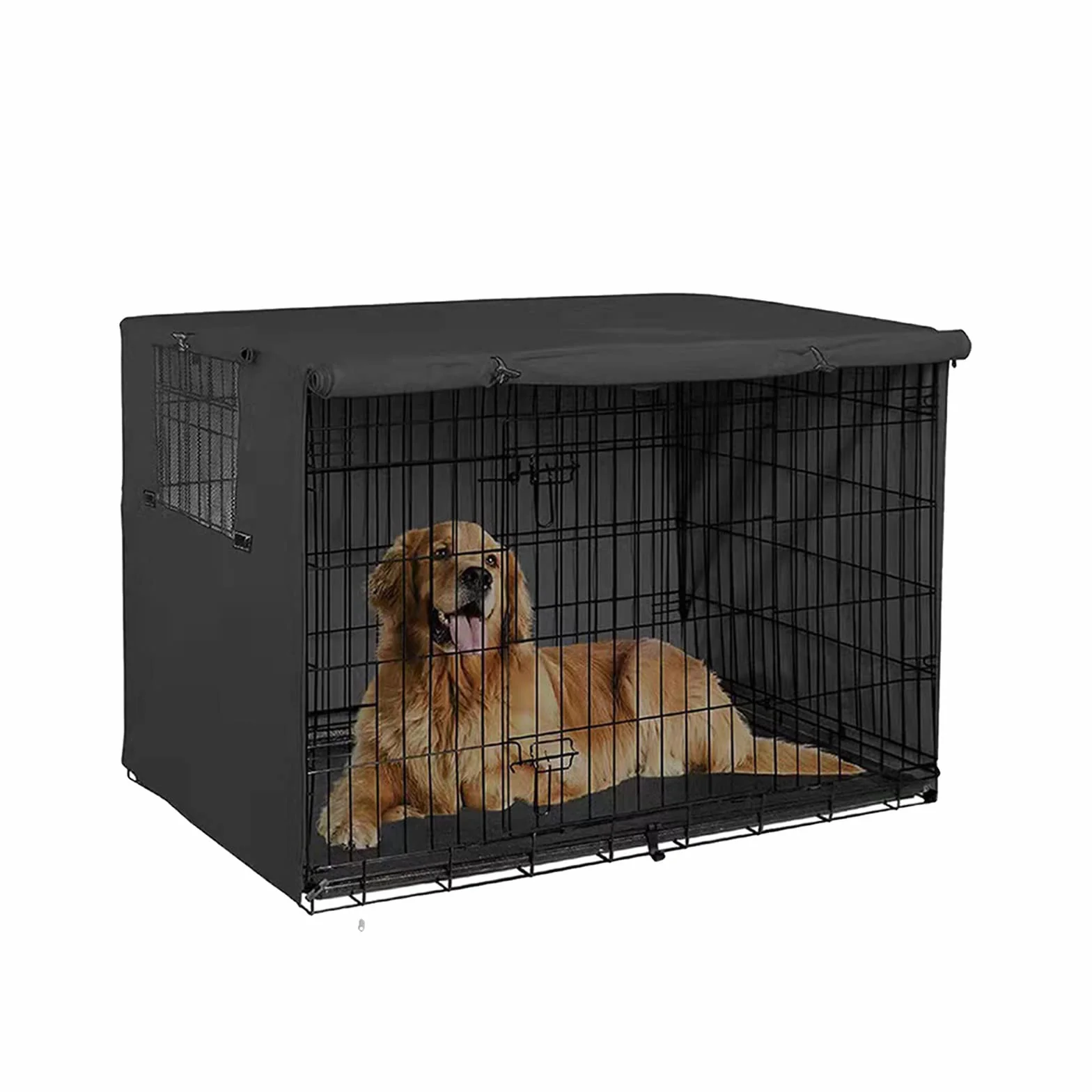 Housse de cage pour chien Imperméable Coupe-vent Double Porte Noir M