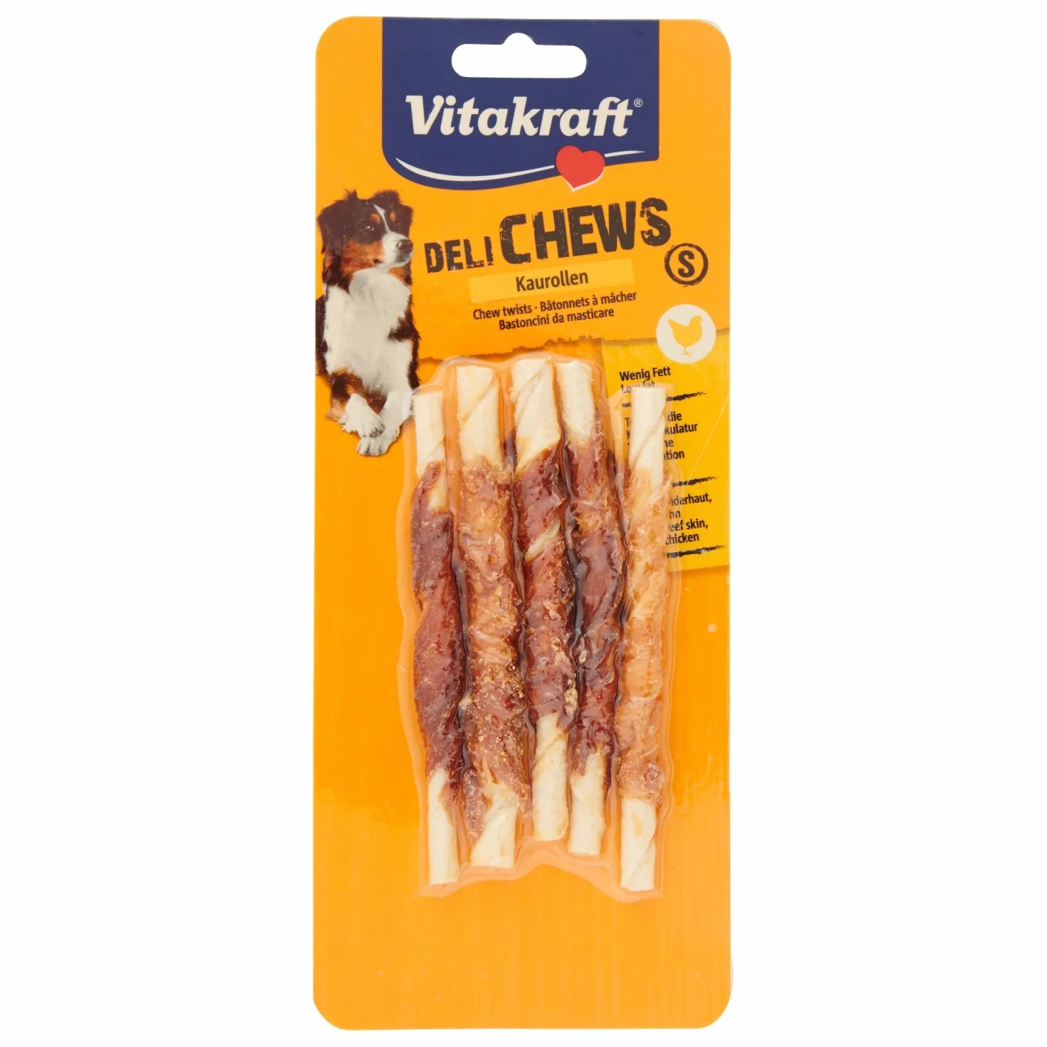 VITAKRAFT Bâtonnets À Mâcher Pour Chien Au Poulet En Peau de Buffle Séchée Taille S Pack de 5