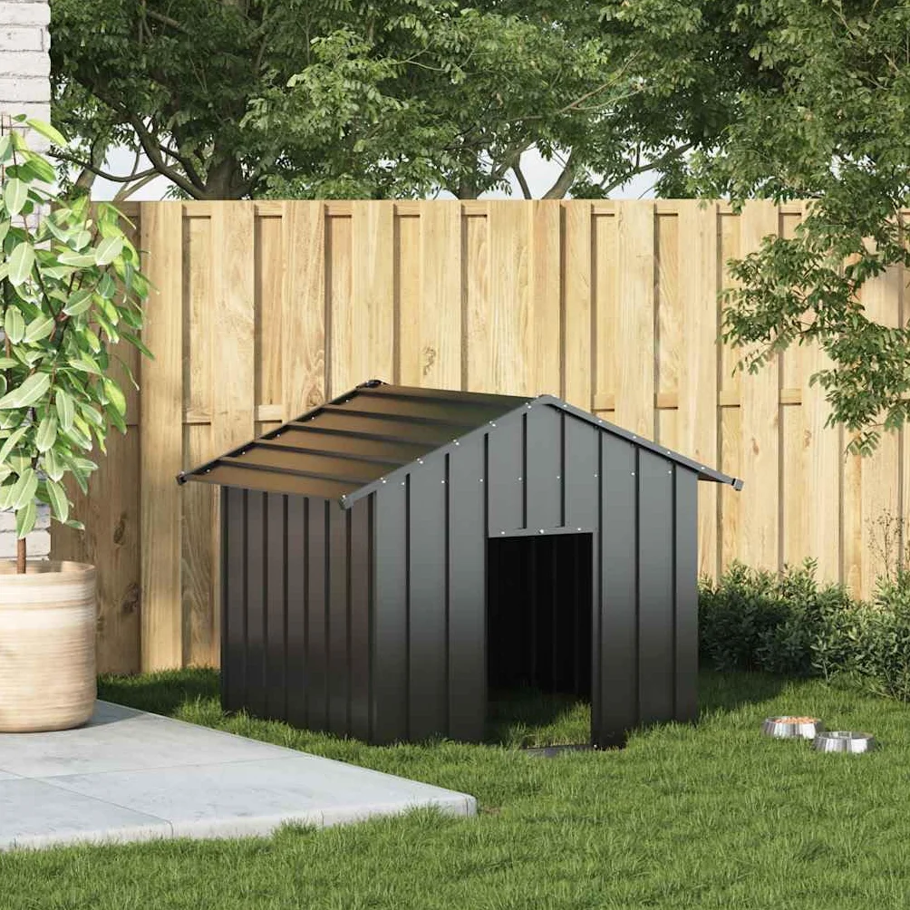 Chenil d'extérieur pour Chien, Enclos Cage Métal avec Toit Noir 131x101x102 cm Acier galvanisé
