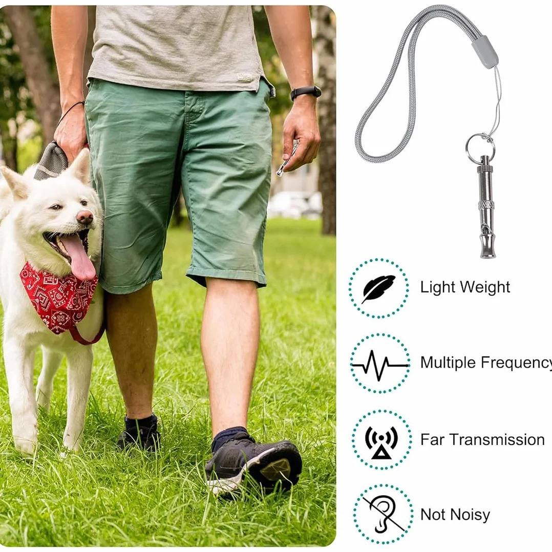 Sifflet pour Chien en Acier Inoxydable à fréquence réglable, Sifflet à ultrasons Professionnel pour l'entraînement et contrôle des aboiements