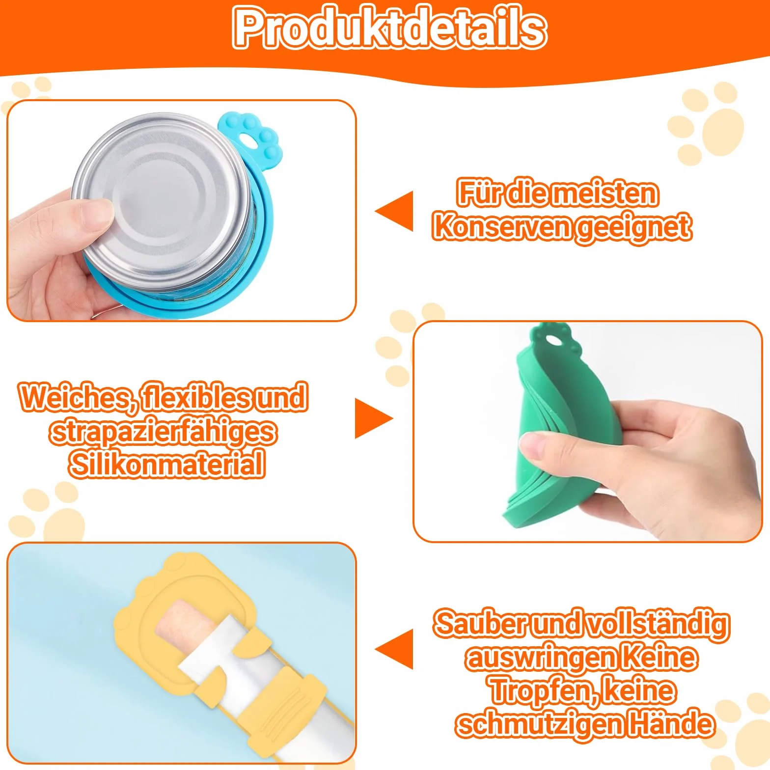 Couvercles Universels Silicone 6,5/7,5/8,5 cm Réutilisables Sans BPA – Lot de 4 + Cuillère