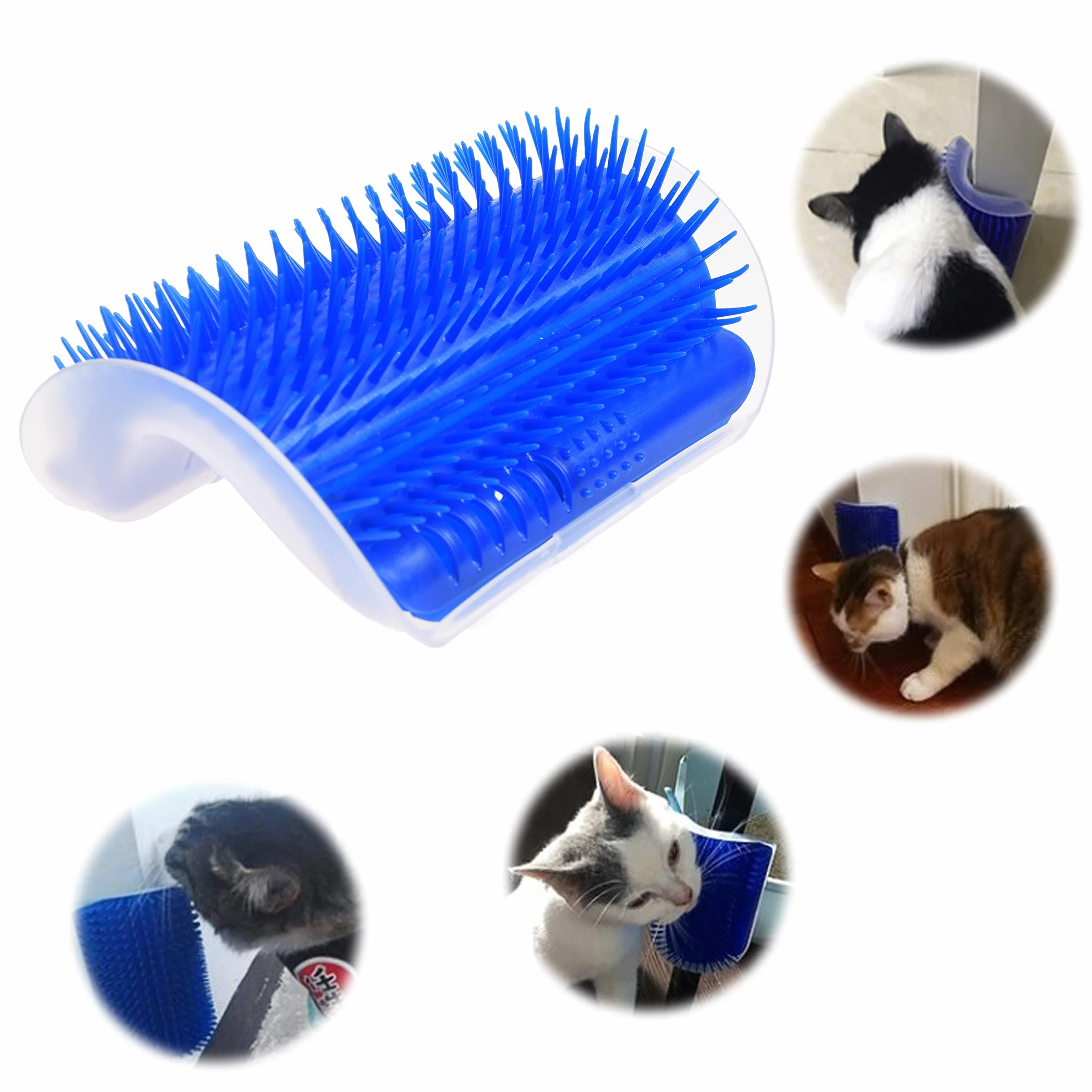 Eco-Fused Kit de brosse pour chats Auto-toiletteur Brosse Lissante Bleue Gant de toilettage