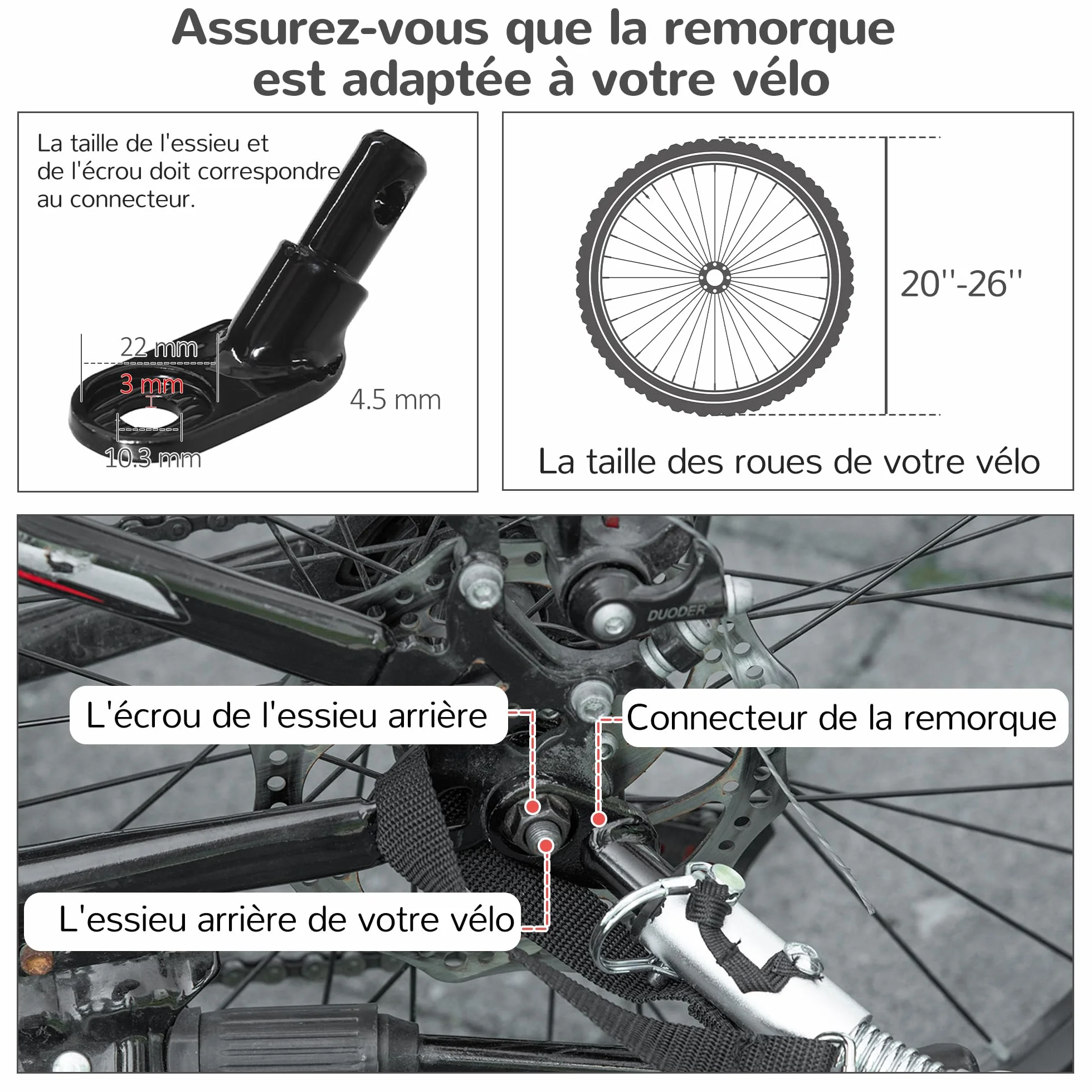 PawHut Remorque vélo Jogger 2 en 1 pour Animaux de Compagnie, remorque à vélo pour Chien, Noir