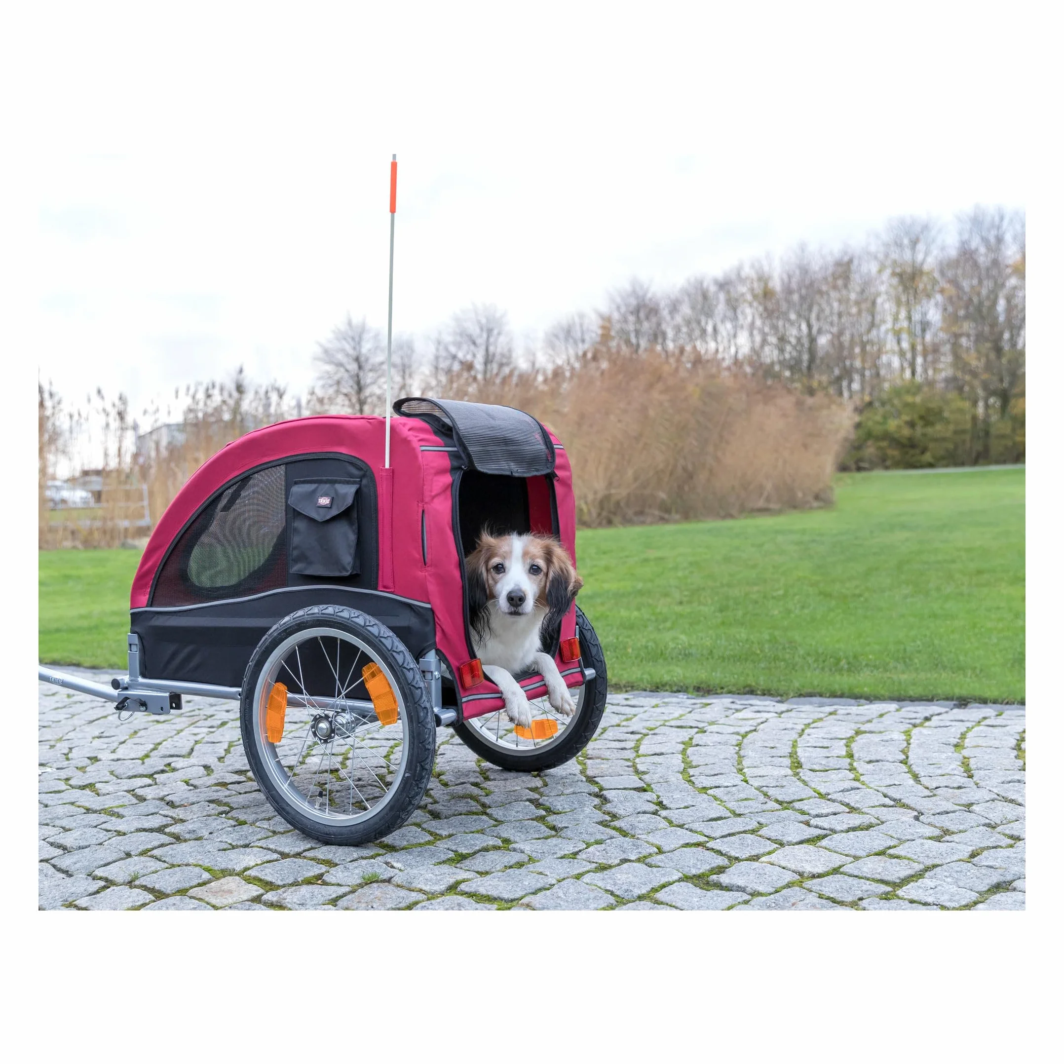 Trixie Remorque de Vélo pour Chien Noir Rouge Taille M 63 x 68 x 75/137 cm