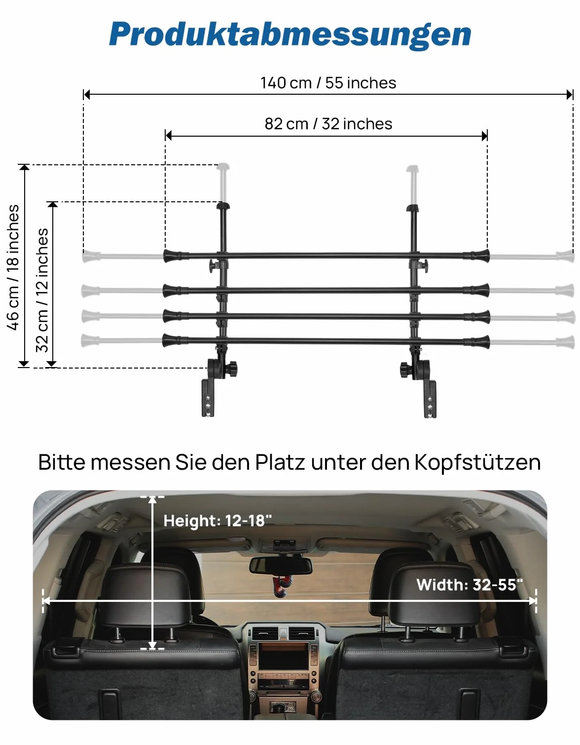 JOYTUTUS Barrière de Sécurité Voiture Chien Réglable 32-46cm 82-140cm Métal Renforcé SUV