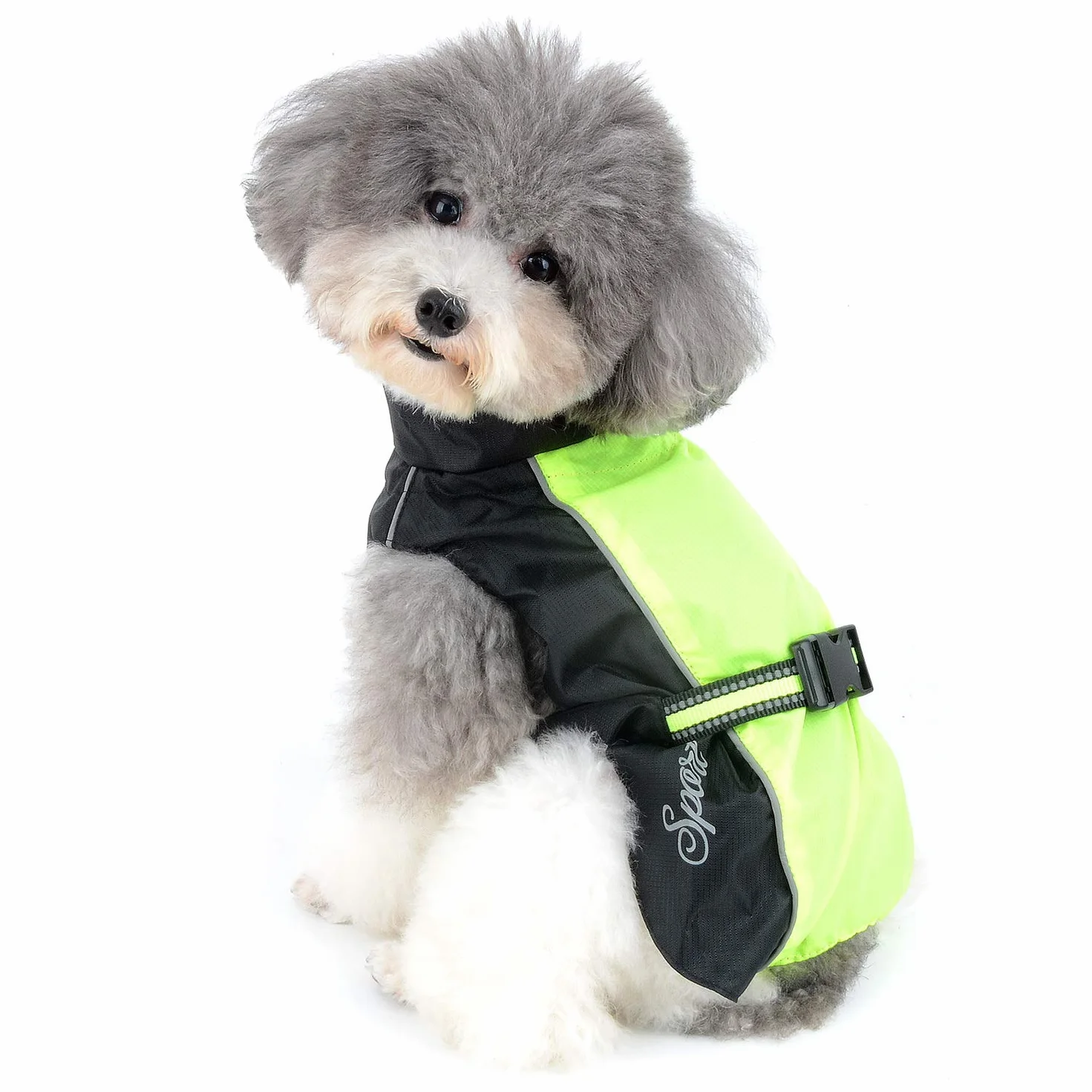 Manteau Imperméable Réfléchissant pour Chien Chat Veste Sécurité Coupe-Vent Légère Vert M