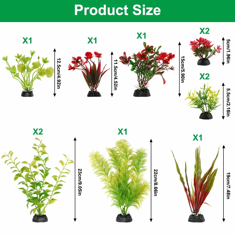 Zyren 11 Pièces Plantes Artificielles pour Aquarium Décoration Cachette Poissons