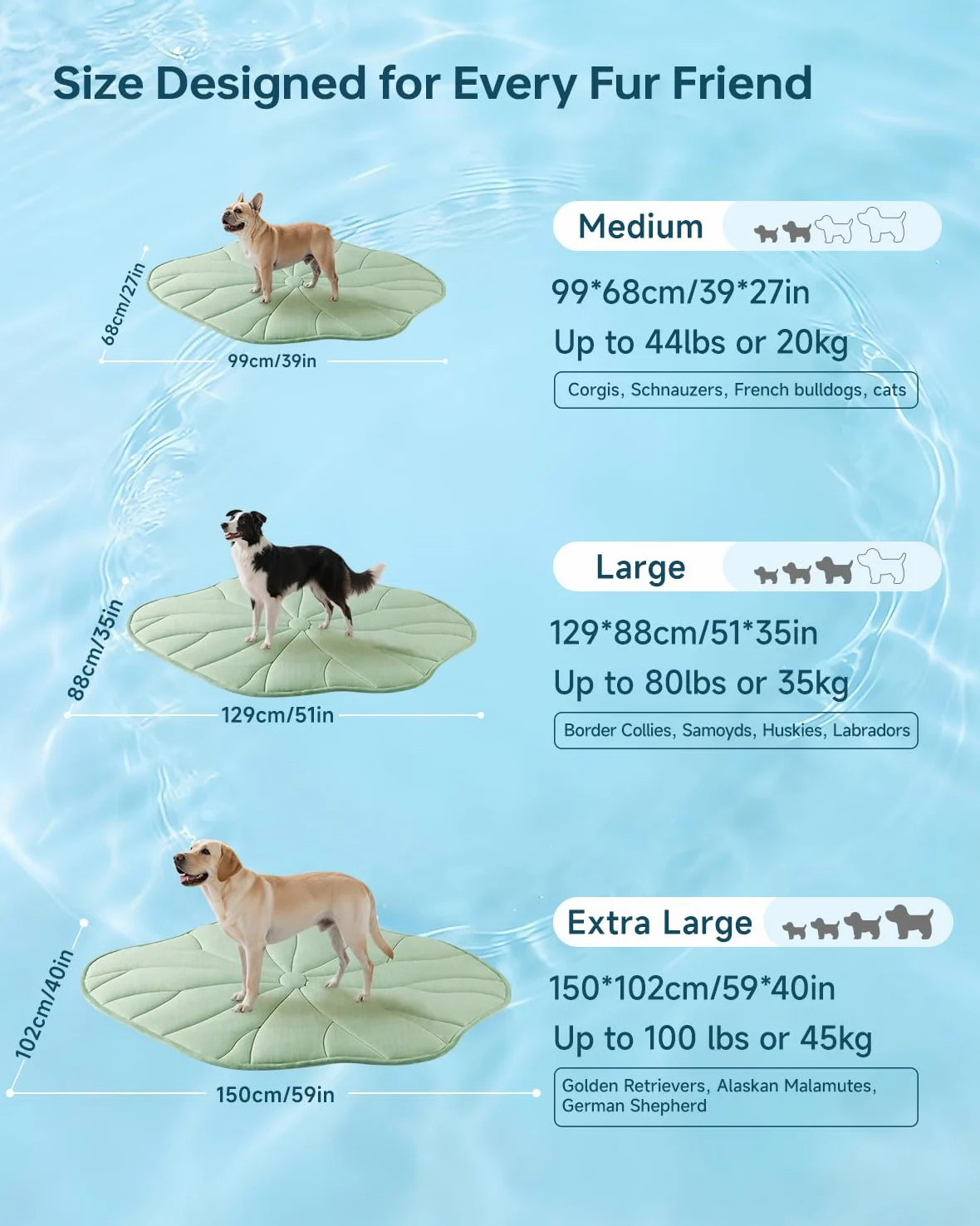 BG-BABYGO Tapis de refroidissement pour chien - 121,9 x 71,1 cm - Réversible - Auto-rafraîchissant pour grands chiens - Lavable - Arc-Chill - Tapis de refroidissement d'été pour animaux domestiques