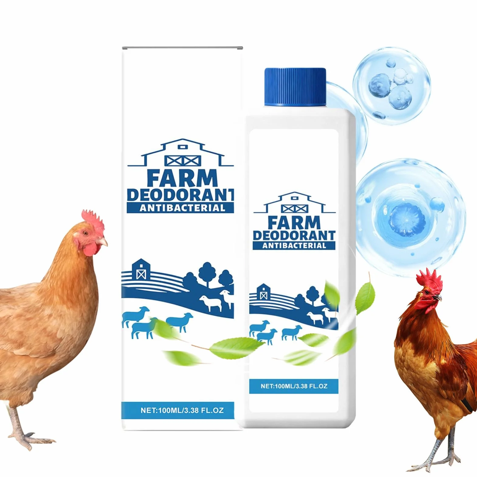 Éliminateur d'odeurs pour poulailler - Solution agricole - 100 ml - Spray éliminateur d'odeurs pour bétail - Pour greniers à oiseaux, cailles, poulaillers - Abri de canard - Clapier à lapin
