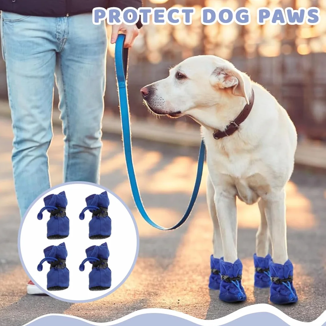 Lot de 4 Bottes Cana Paw Protector, Chaussettes Antidérapantes pour Chiens avec Sangles Réfléchissantes