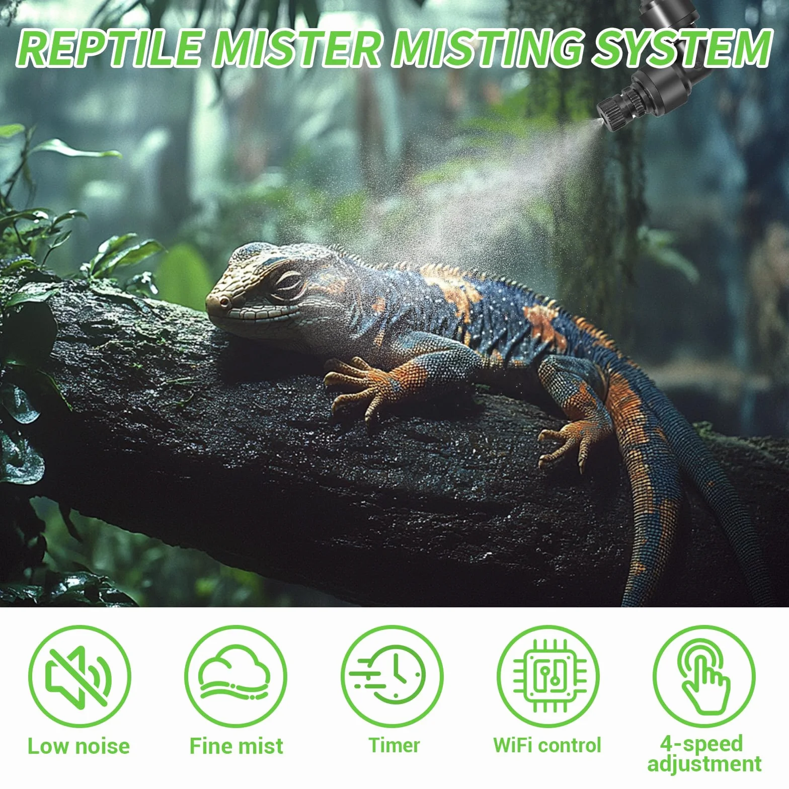 Système d'arrosage intelligent pour terrarium avec minuterie et 4 buses réglables 360°