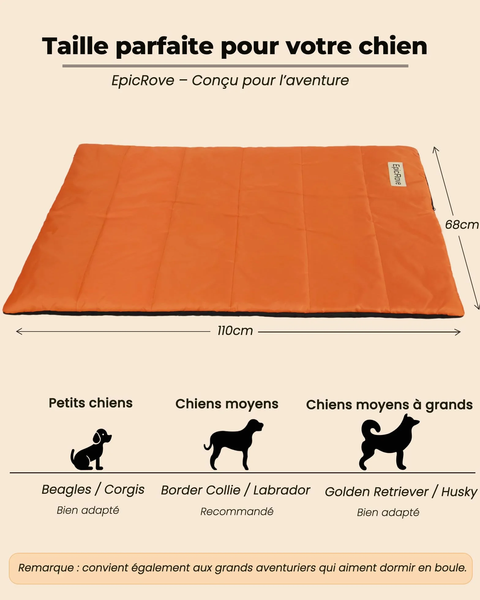 RovePad Base Tapis pour Chien imperméable 110 × 68 cm antidérapant Lavable en Machine résistant aux Griffes