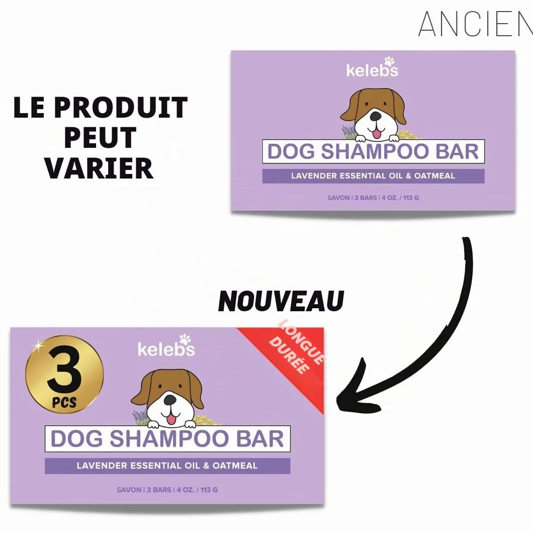 Kelebs Shampoing Chien et Chiot Naturel Anti Démangeaisons Anti Puces Anti Stress a la Lavande Huiles Essentielles Aux Flocons D'Avoine Bio Peau Sensible Anti Odeurs Biodegradable 3 Pieces