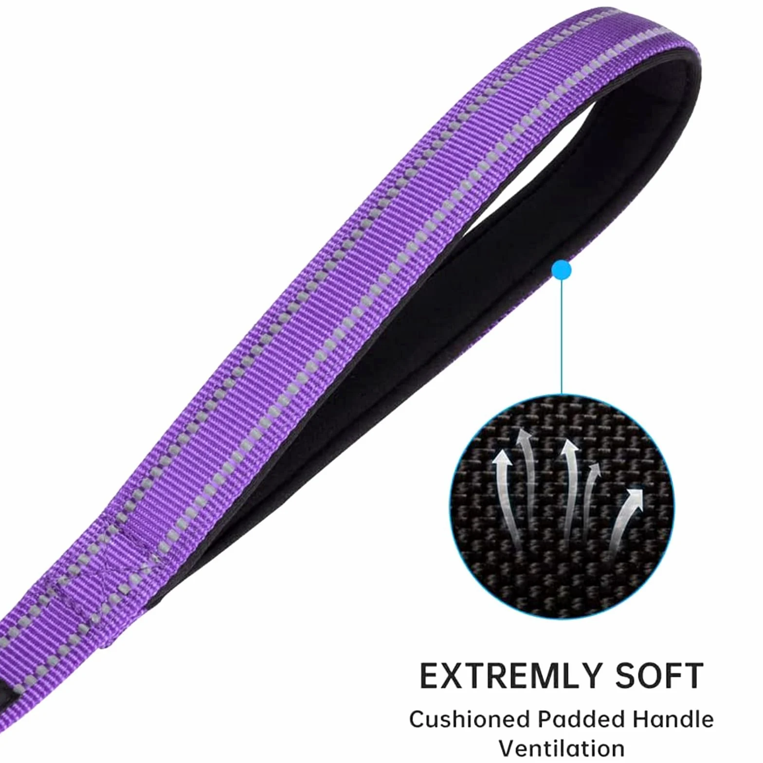 EXCELLENT ELITE SPANKER Laisse double réfléchissante en nylon avec poignée rembourrée pour deux chiens - 1,5 m - Violet