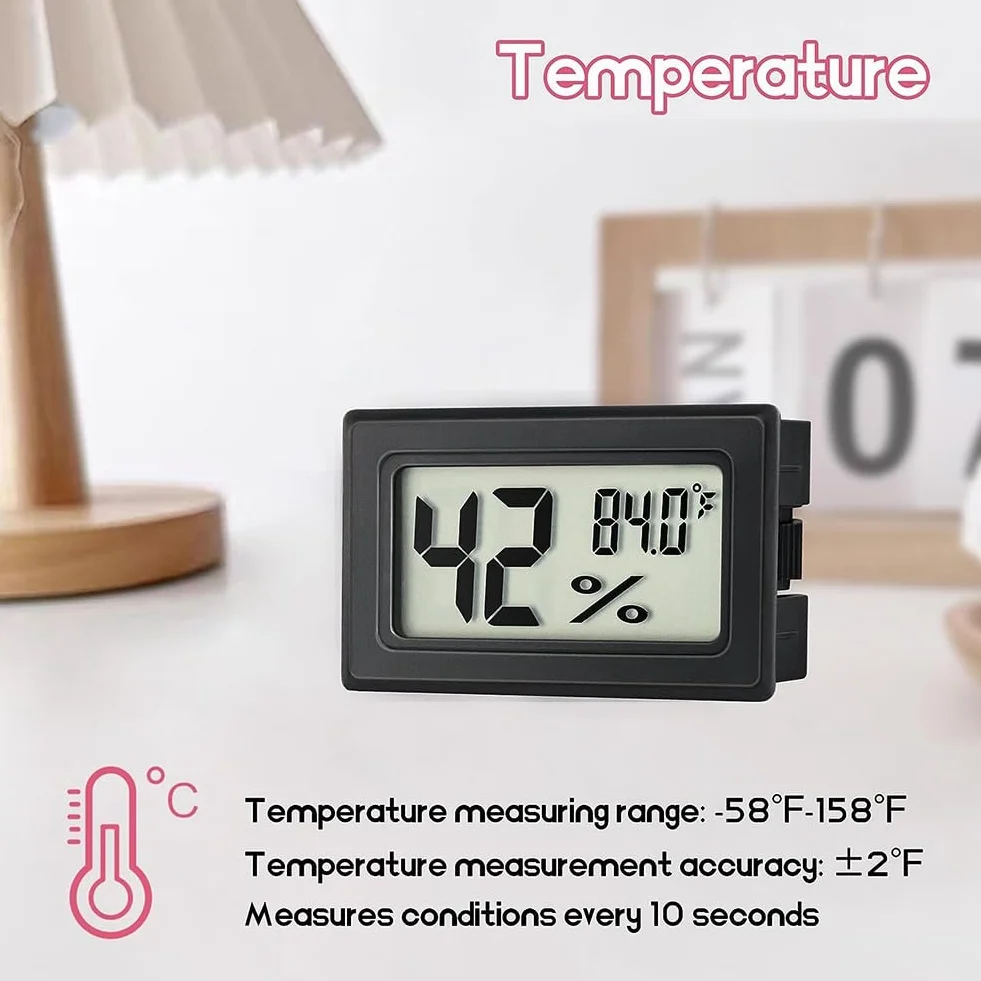 6Pcs thermomètres numériques d'intérieur, Mini hygromètre, Thermomètre numérique Humidité avec (℉), Incubateur, Thermomètre d'intérieur pour serre, jardin