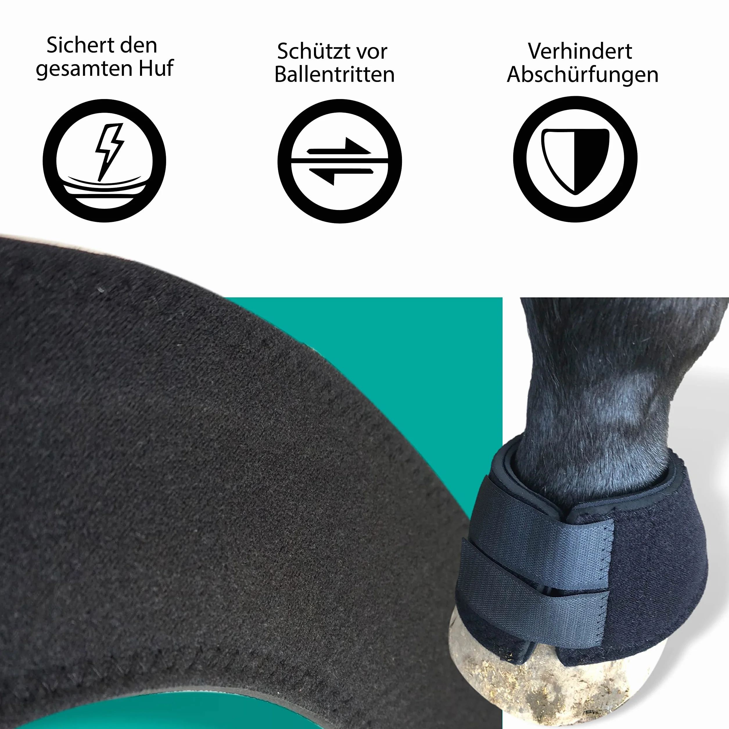Cloches pour chevaux en néoprène S-XL Protection des sabots Noir XXL