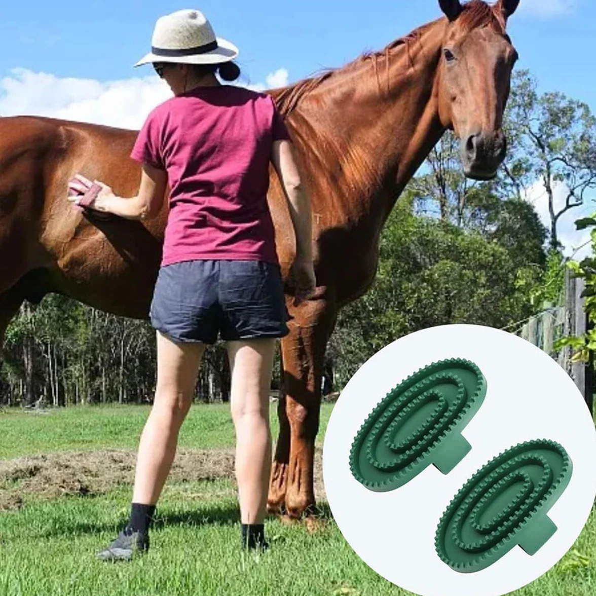 Lot de 2 Peignes en Caoutchouc pour Chevaux, Peigne à étrille en Caoutchouc pour éliminer Les Poils, toilettage des Chevaux et Massage