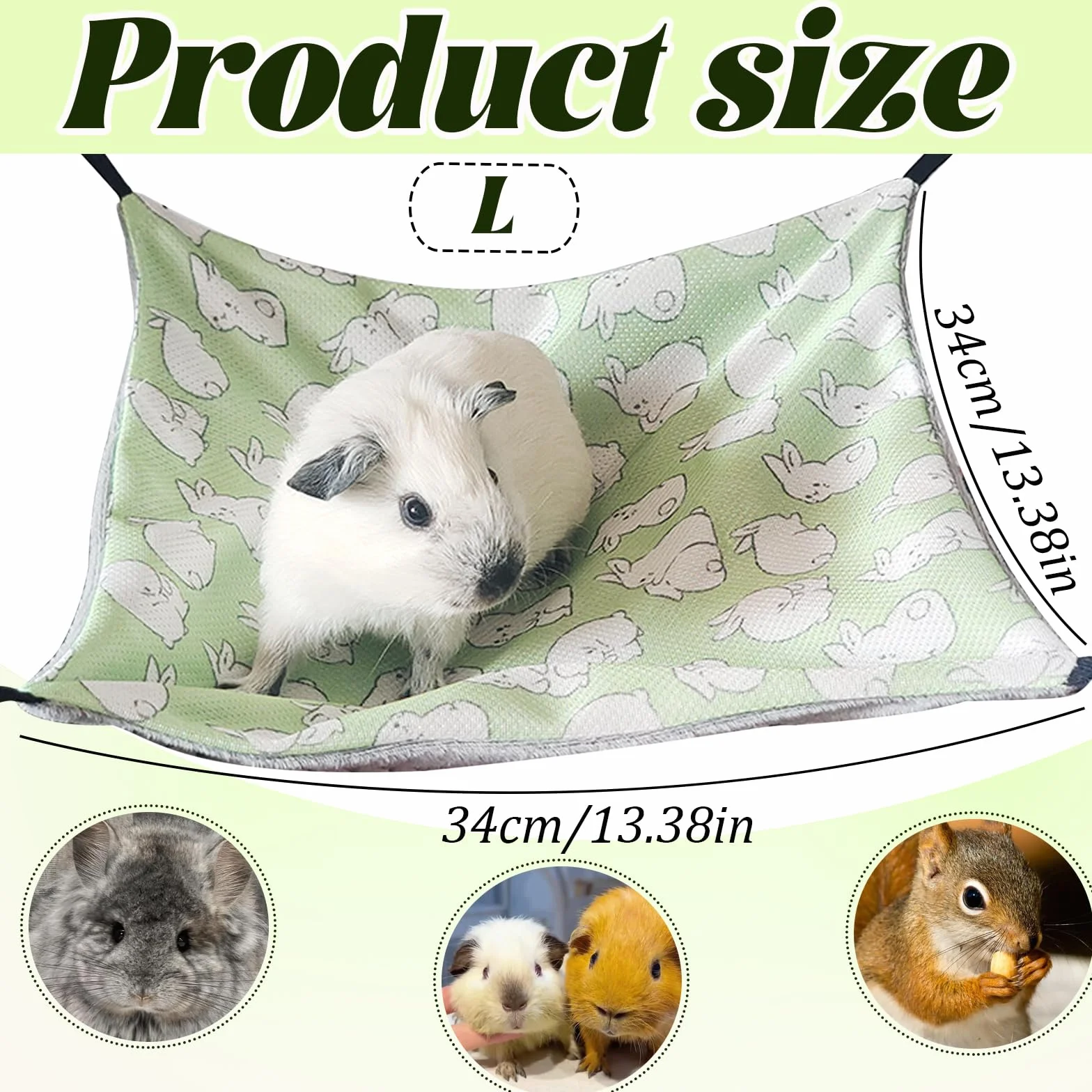 Maison cochon d'inde, Hamac Lit Hamac pour Animaux de Compagnie À Double Couche Chinchilla Furet pour cage de petit animal de compagnie, pour Chinchilla,Hérisson,Cobayes (Glace Soie, lapin vert)