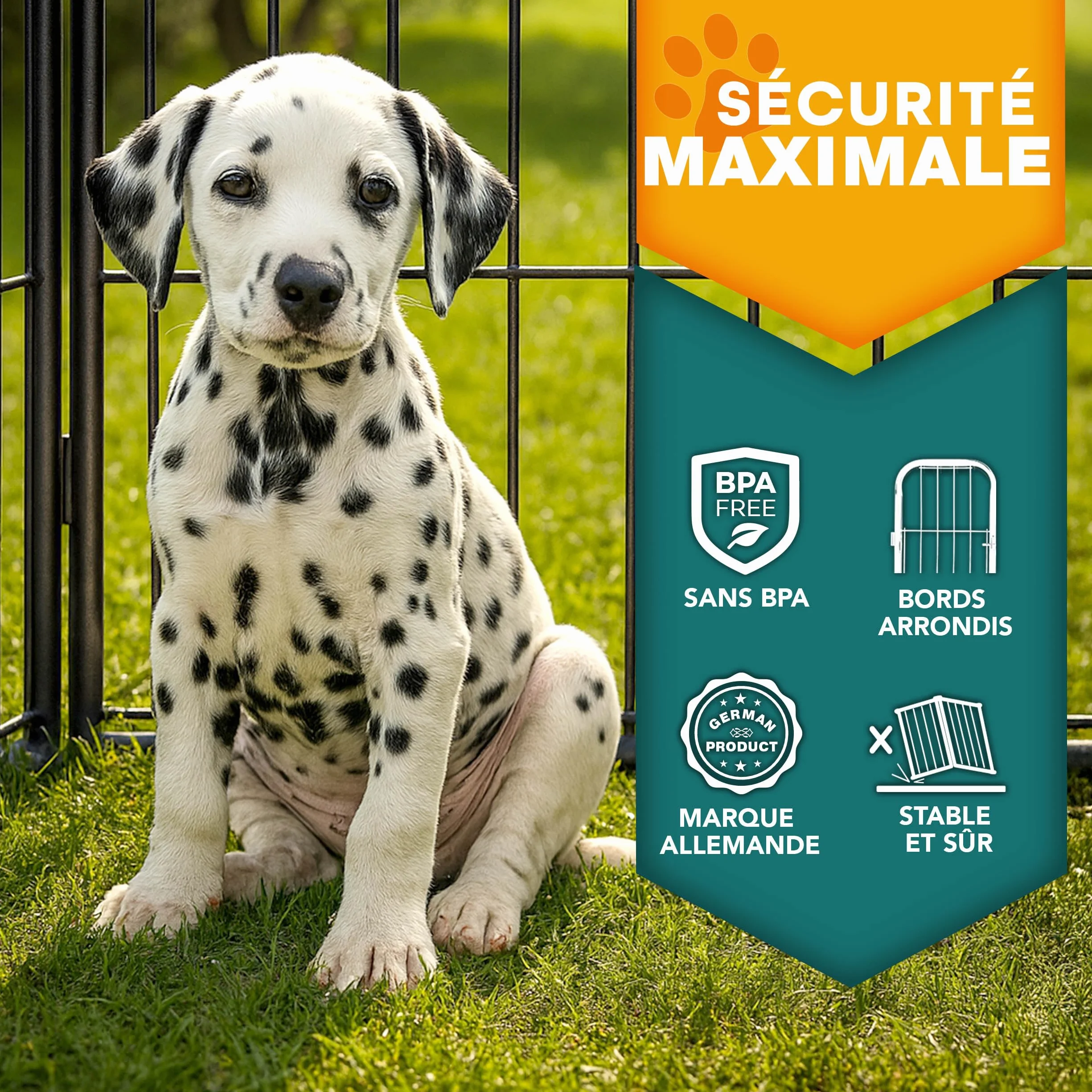 TRESKO Parc d'extérieur pour Chiens Enclos en métal Circonférence 640 cm Hauteur 60 cm Noir