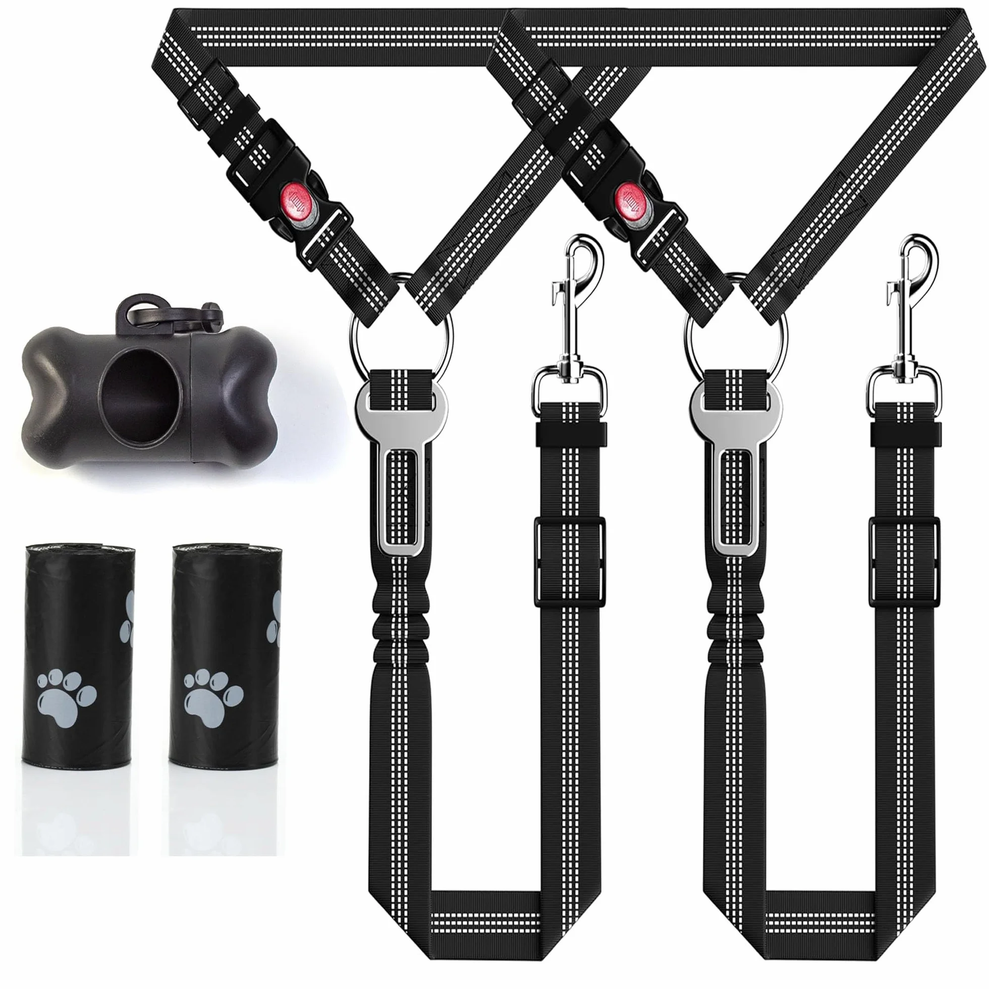 3 en 1 Ceinture de sécurité Chien Voiture,Iaisse de Course pour Chiens,Réglable en Ceinture Chien Absorbe Les Chocs élastique,Empêche la Conduite perturbée,Assure la sécurité