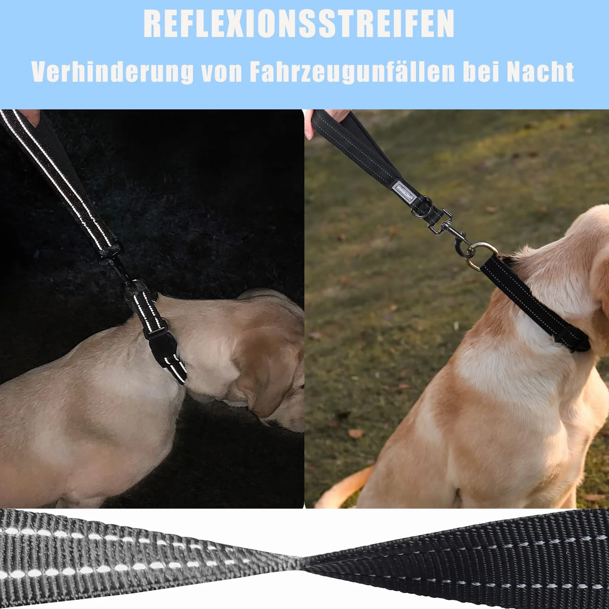 Laisse pour Chien 30 cm Nylon réfléchissante Clip métal Rembourrage Doux Orange Taille S