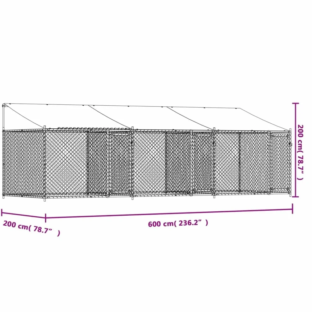Cage pour Chien Acier Galvanisé Gris 6x2x2m 52.4 kg