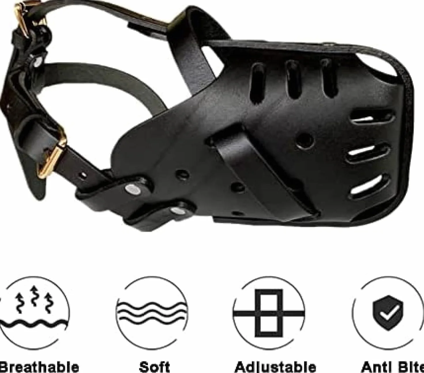 Muselière pour Chien Berger Allemand Malinois, Protège-Dents en Cuir pour Mordre, Mâcher, Mâcher, Respirant, Réglable pour Chiens De Taille Moyenne,Pleasant63