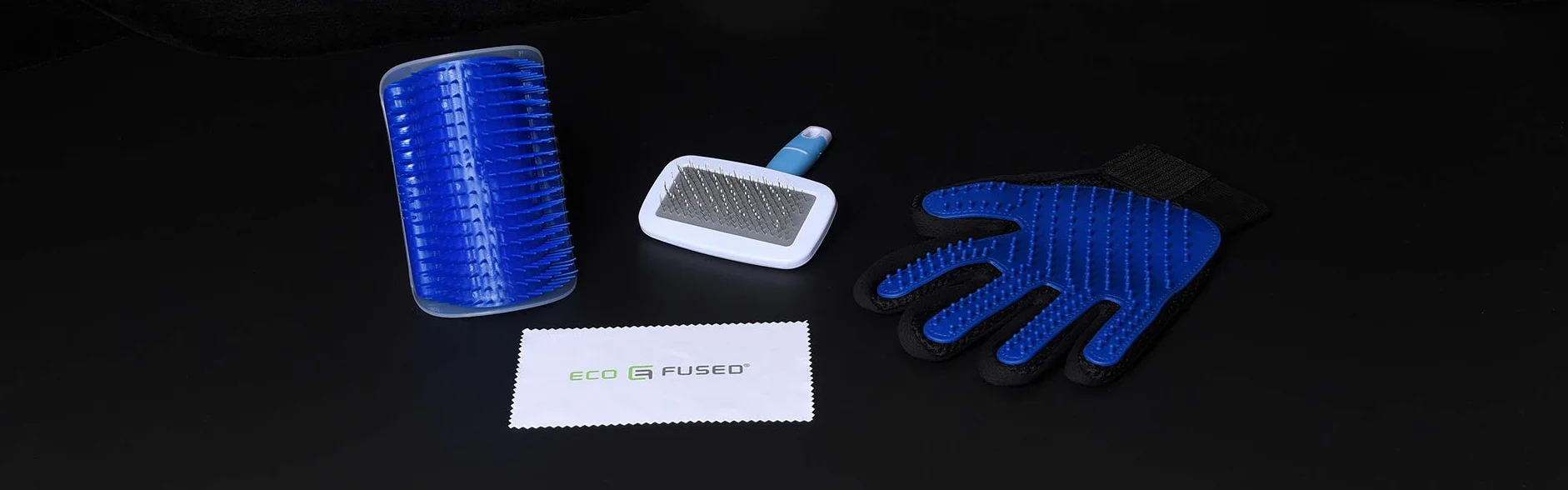 Eco-Fused Kit de brosse pour chats Auto-toiletteur Brosse Lissante Bleue Gant de toilettage
